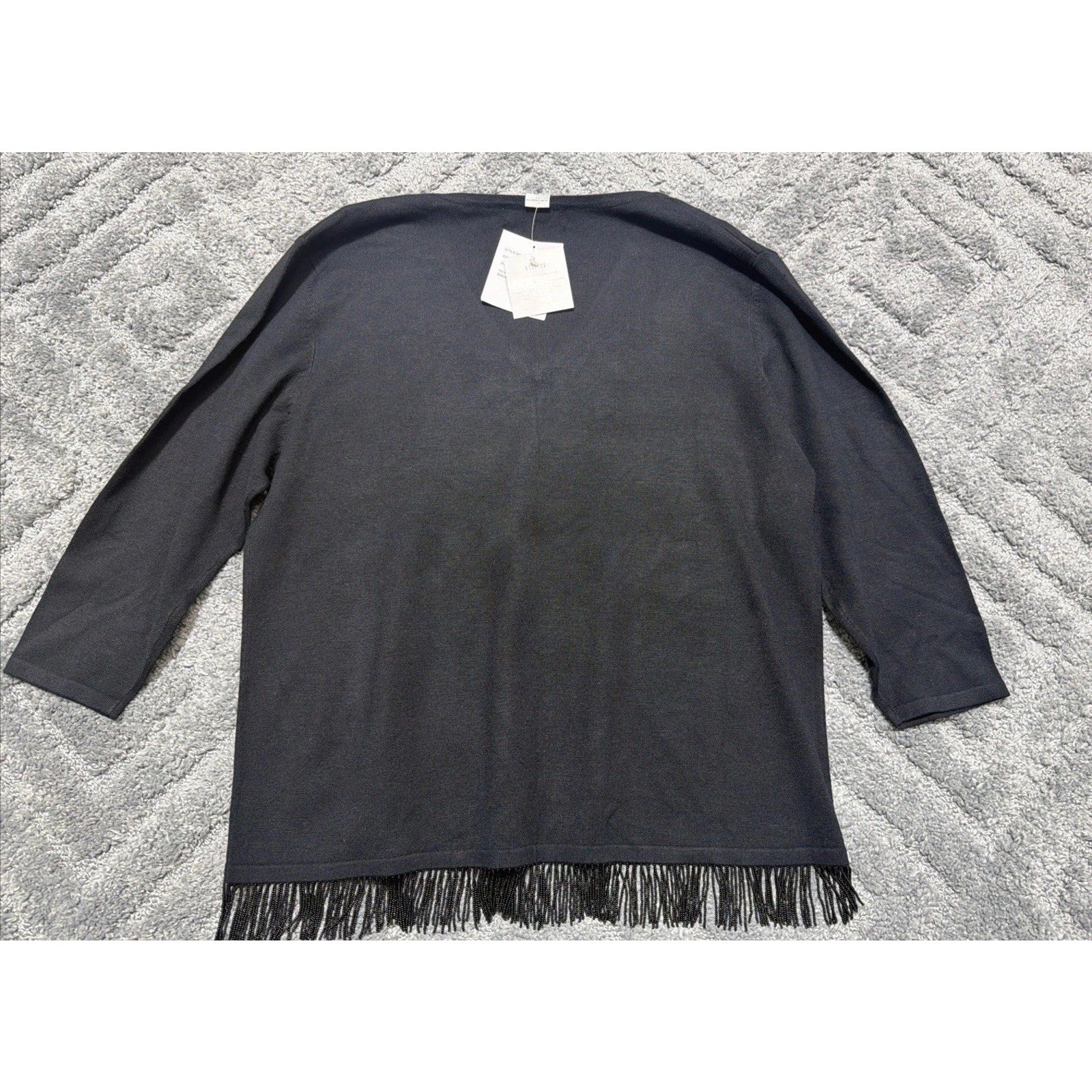 Vintage y2k Laura Martin Fringe Tassel Hem Knit Sweater Plus Size 2X New