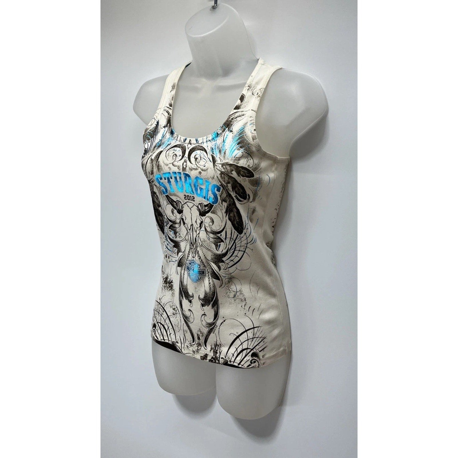 VTG WOMEN’S IVORY HARLEY-DAVIDSON TANK TOP SIZE S STURGIS BADLANDS SOUTH D NWOT