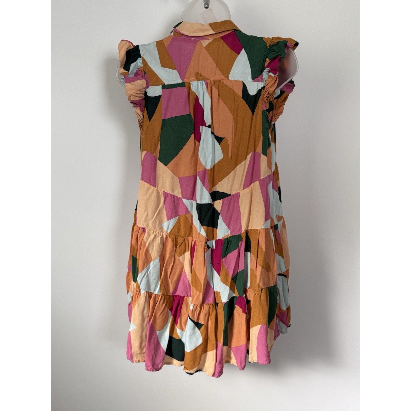 UMGEE FULL SIZE BUTTON DETAIL RUFFLE SLEEVE MINI DRESS Orange Multi Women’s Med