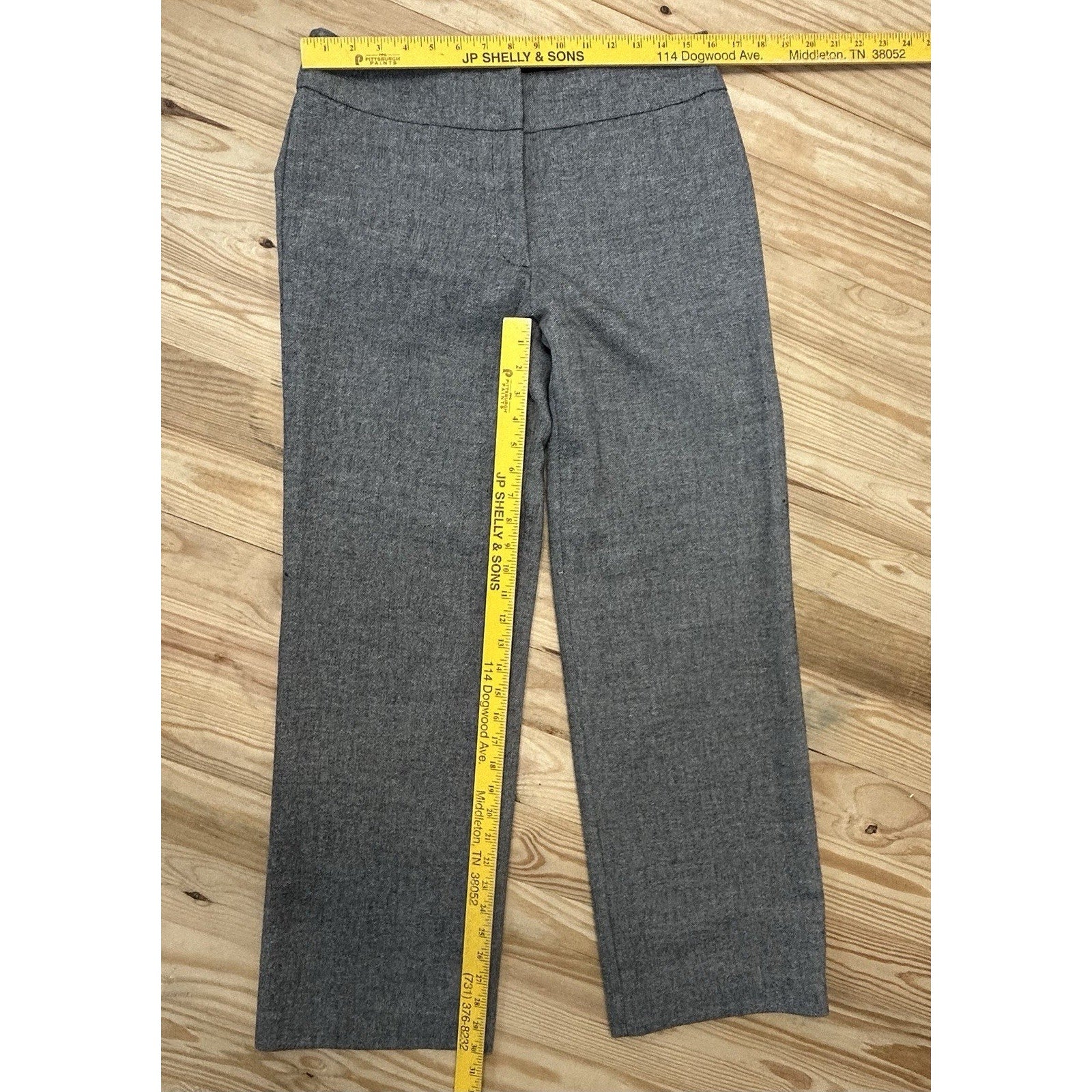Chico's Womens Pants Size1 Regular Gray Wool Blend Straight Leg Career Basic.