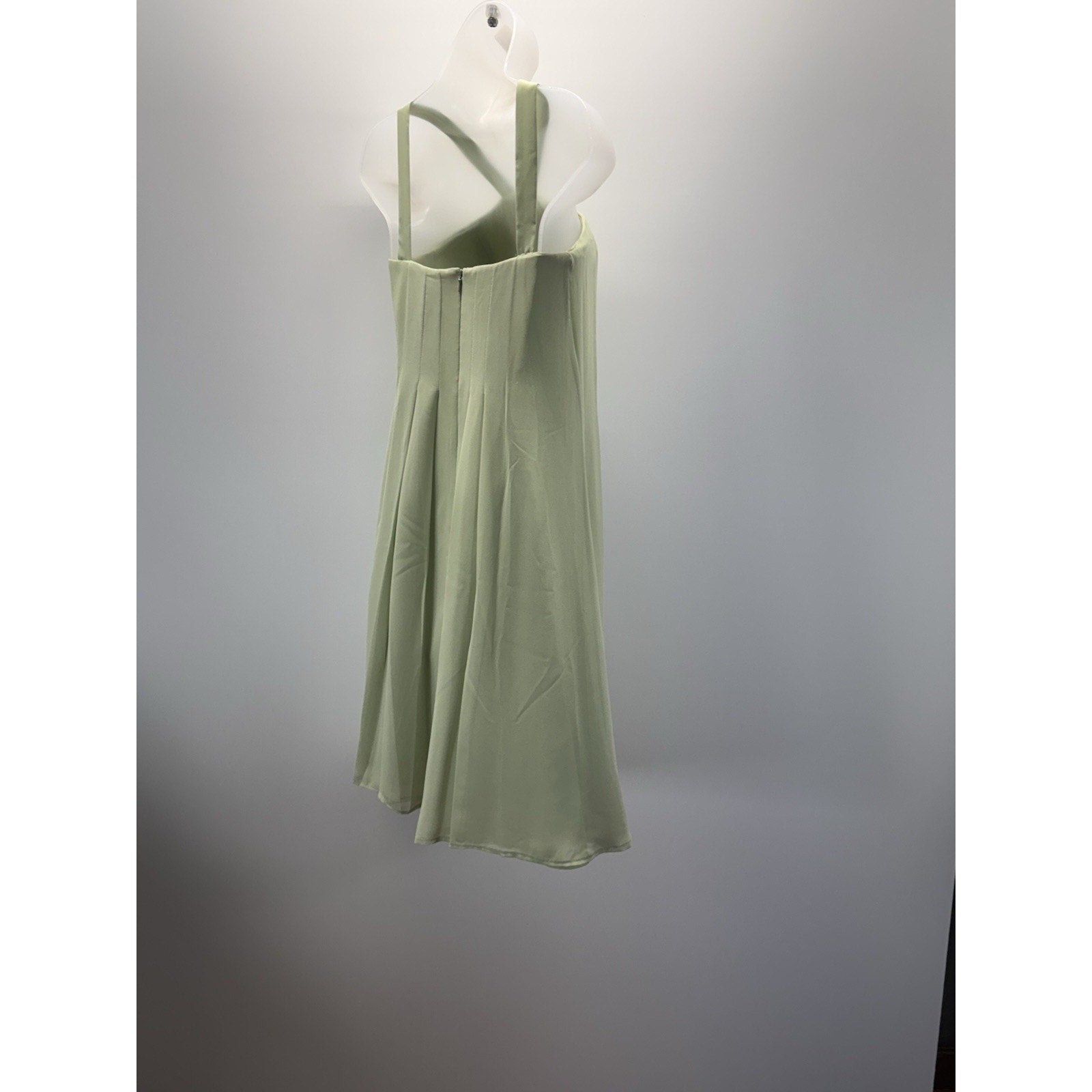 B2 Women's Green Satin Halter Crepe Back Mini Dress Size 2