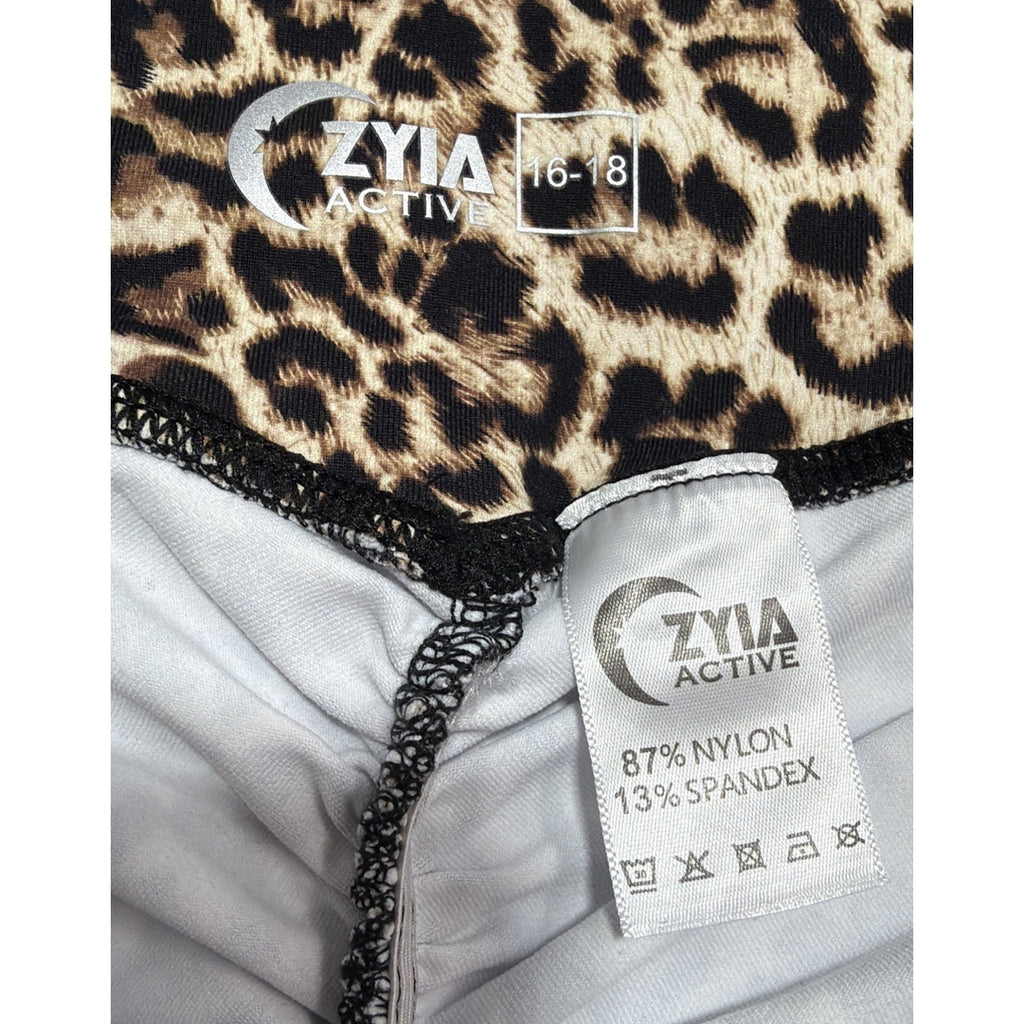 Zyia Active Womens 16-18 Leopard Print Scrunchy What 7/8 Leggings Stretch New