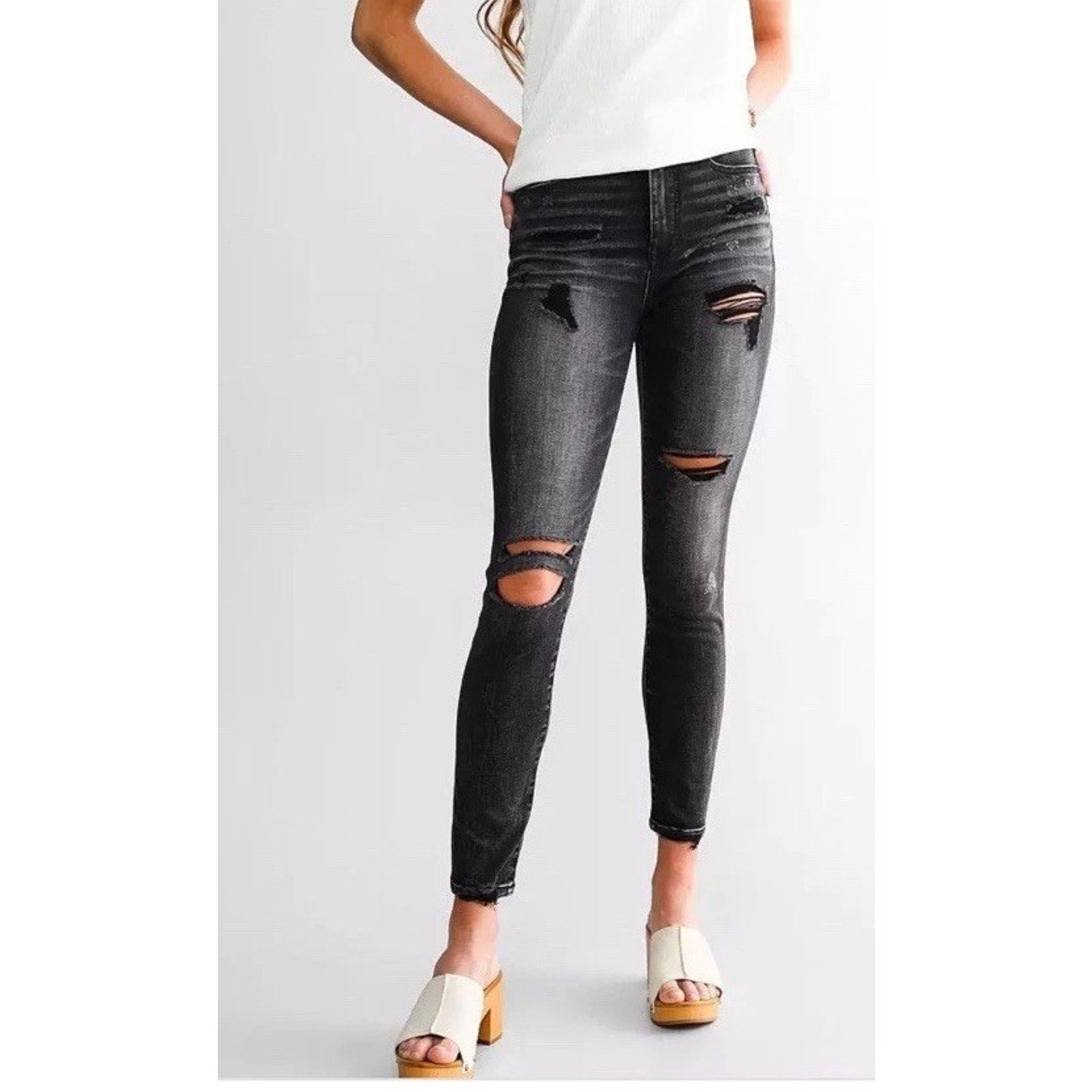 Buckle Black Fit No. 35 Ankle Skinny Distressed Black Women’s Jeans 25