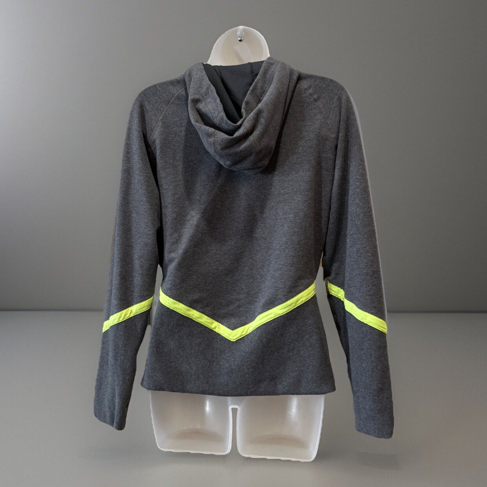 Nike Therma Fit Womens Gray Yellow Reflective Hoodie Full Zip Medium Running D9
