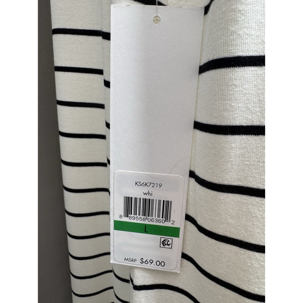 Kensie Women's Dress Striped White/Black Sleeveless Size Large New