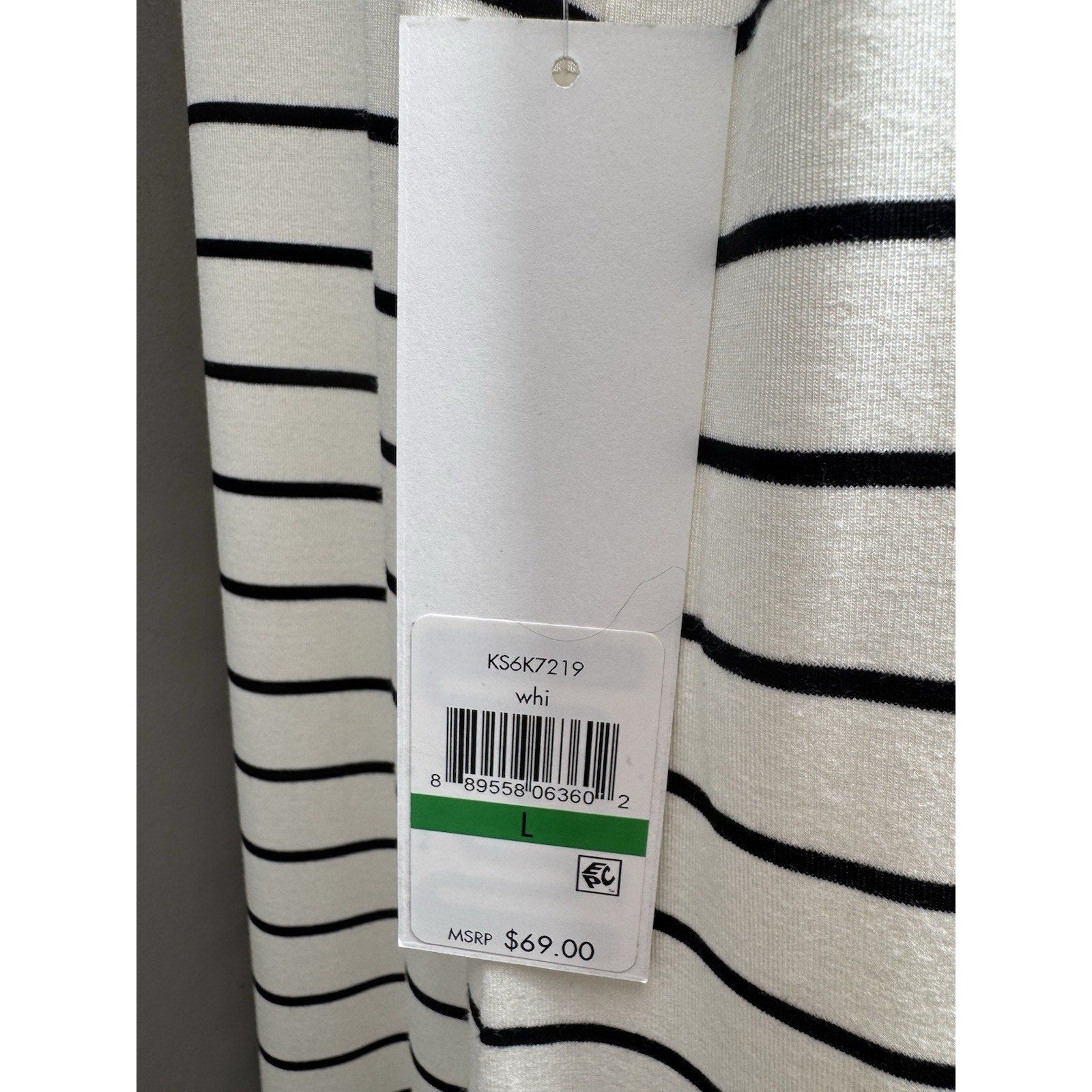 Kensie Women's Dress Striped White/Black Sleeveless Size Large New