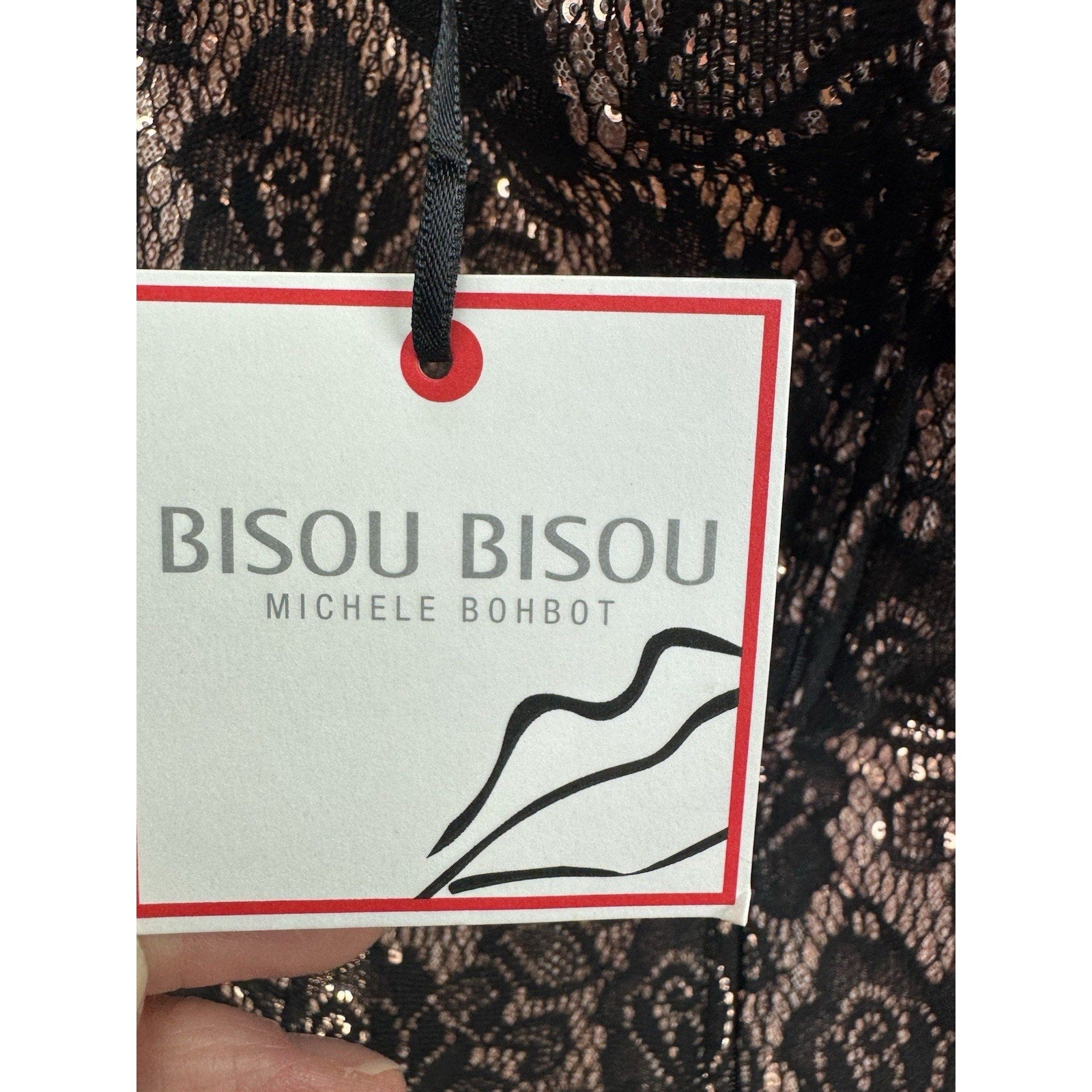 Bisou Bisou Dress Blush/Black strapless with attachable straps NWT Women’s 8