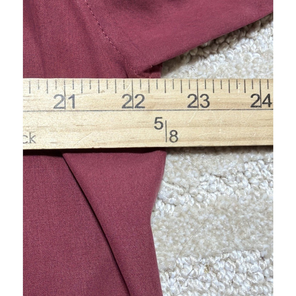 Tulliano Luxury 100% Silk Shirt Mens L Wine Red Button Front Long Sleeve NWT