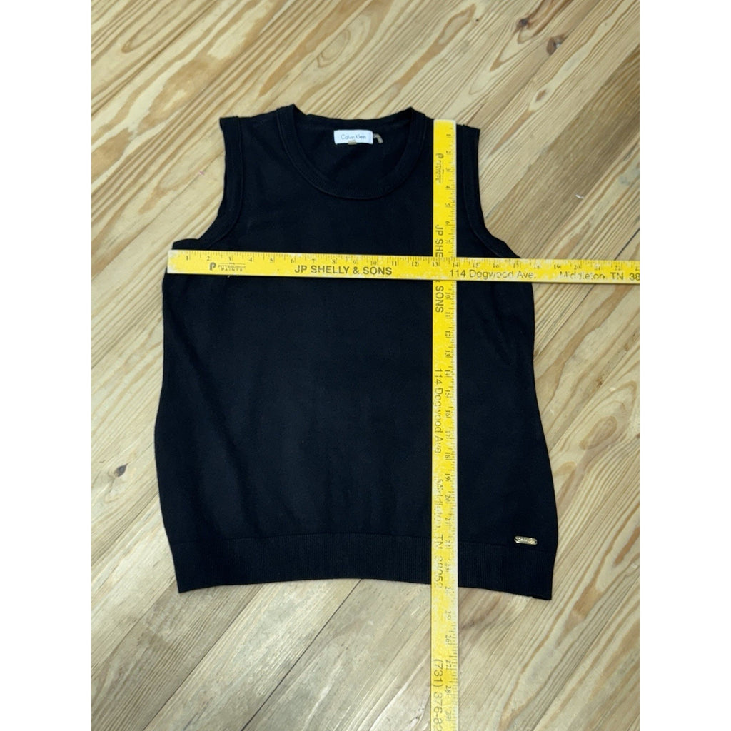 Calvin Klein Knit Black Sleeveless Top Rayon Nylon Women’s Size Large