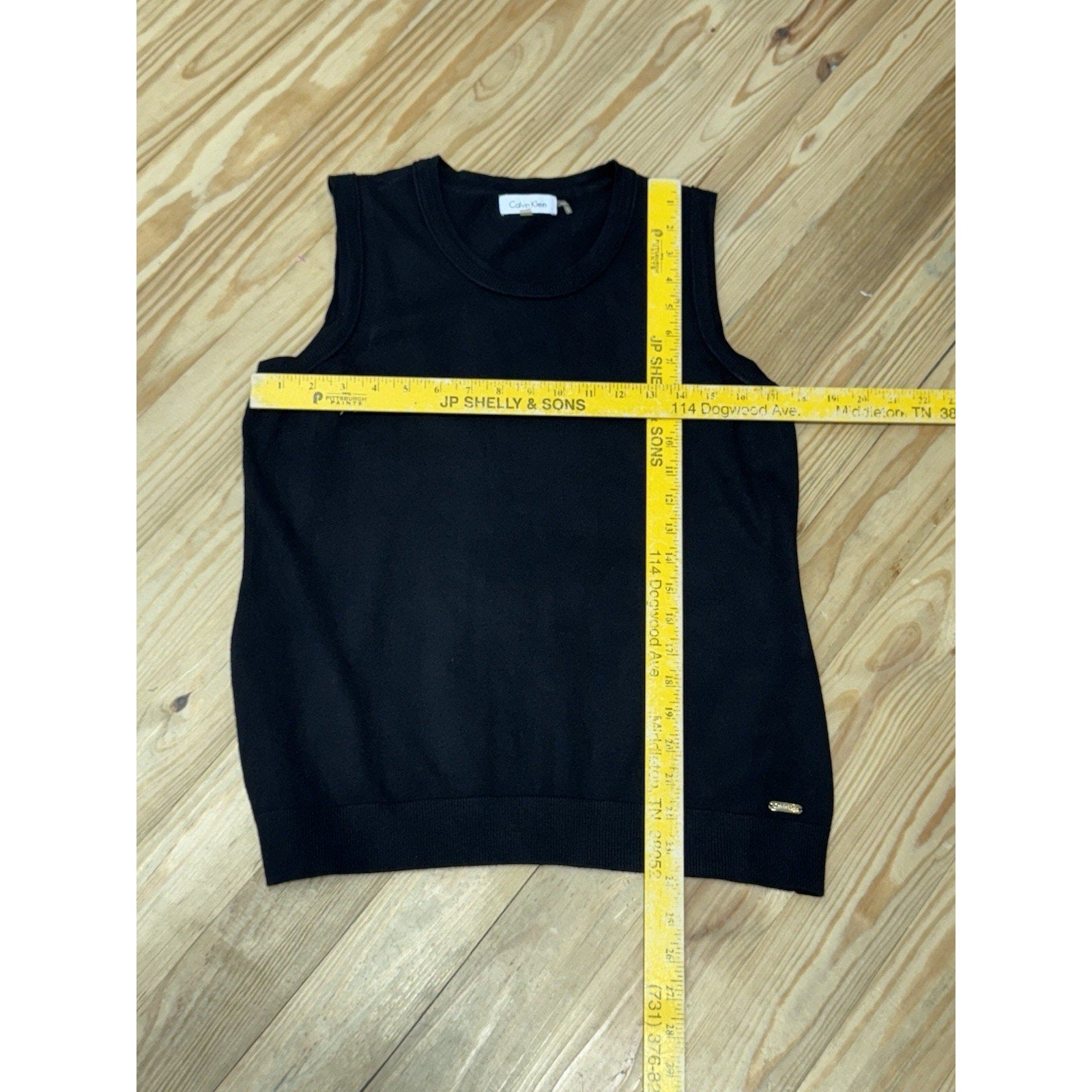 Calvin Klein Knit Black Sleeveless Top Rayon Nylon Women’s Size Large