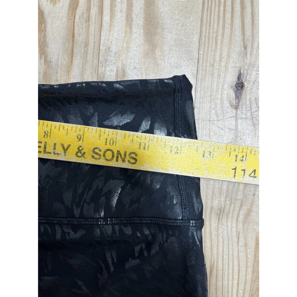 Old Navy High-Waisted PowerSoft Foil-Print Black Leggings Full Length Size S NWT