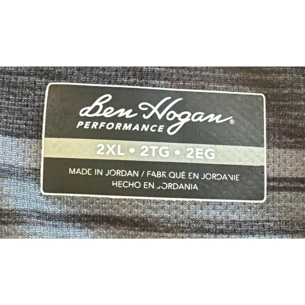 Ben Hogan Performance Golf Shirt Mens Sz XL Black Gray Striped Short Sleeves