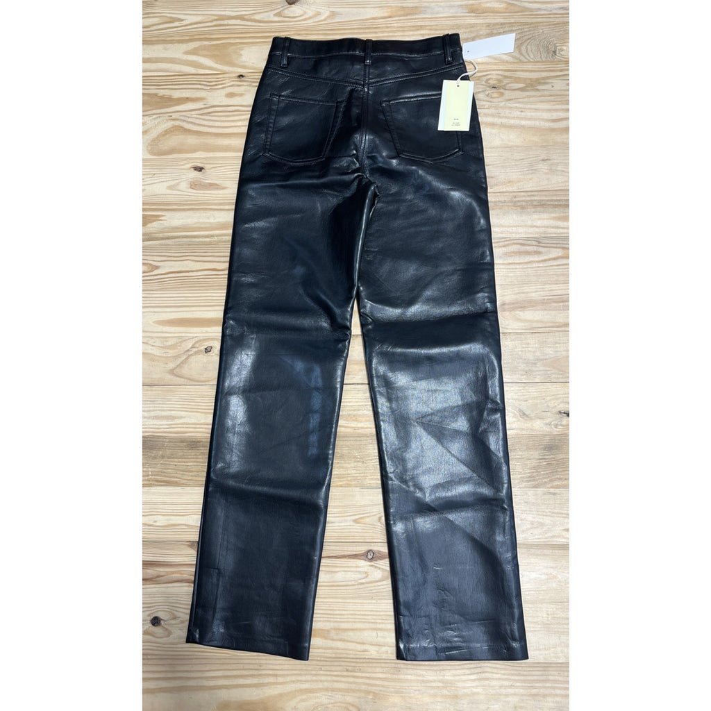 NWT Wilfred Aritzia Sz 0 The Melina Faux Vegan Leather Straight Leg Pants Black