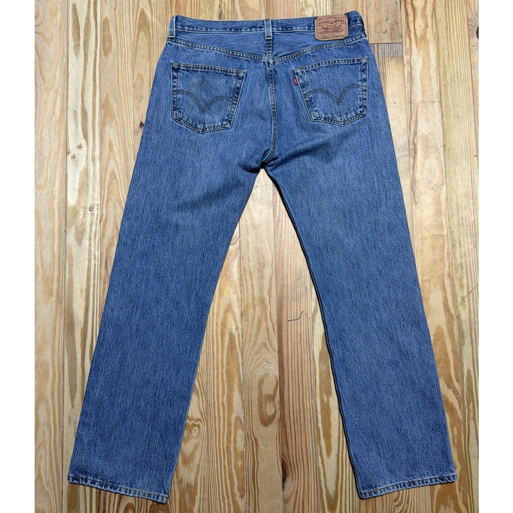 Vintage 90s Levis 501 Jeans Mens 36x32 Original Fit Light Wash Button Fly Denim