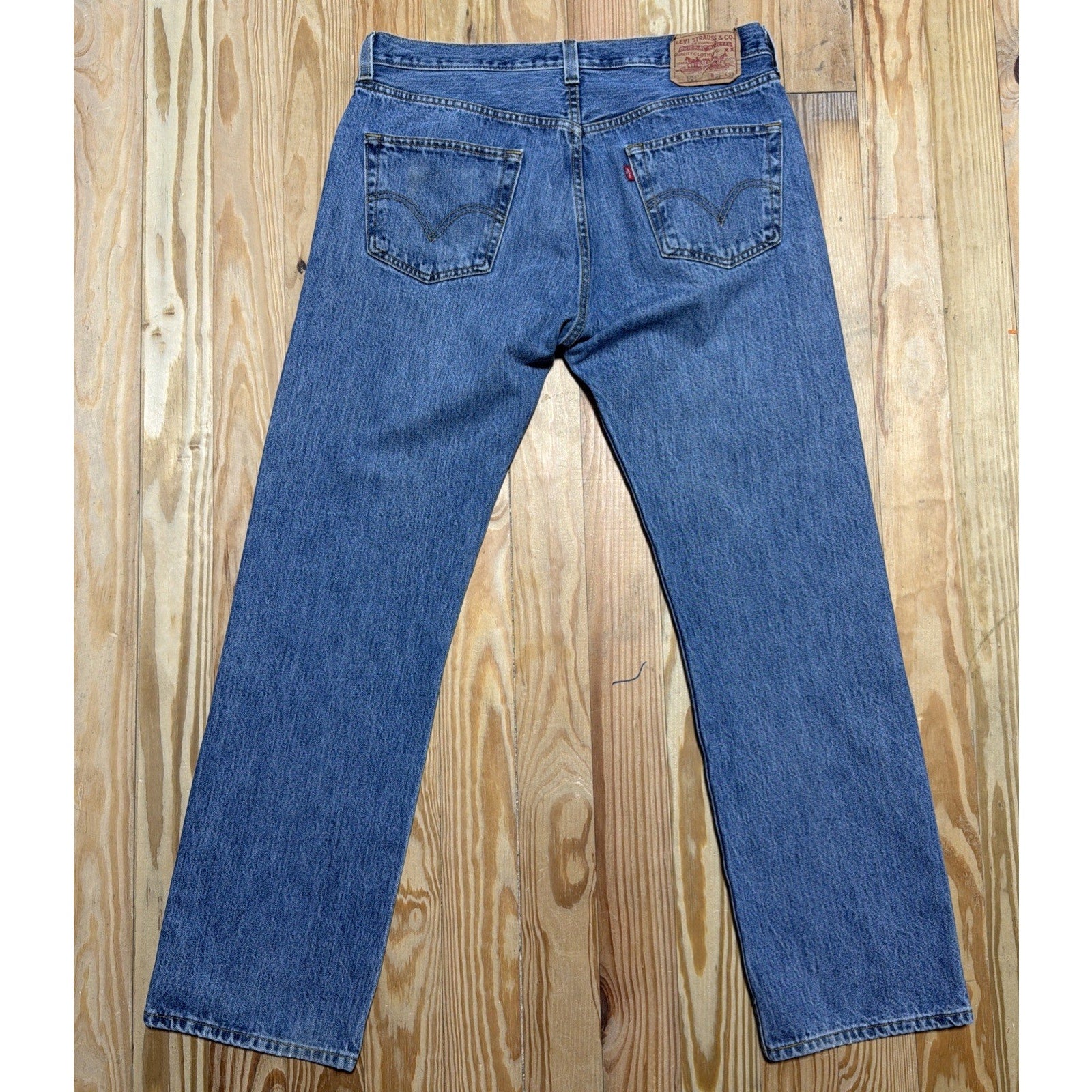 Vintage 90s Levis 501 Jeans Mens 36x32 Original Fit Light Wash Button Fly Denim