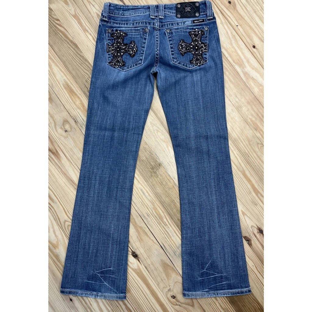 Women’s Miss Me Jeans Boot Cross Embellished Pockets Sz 29