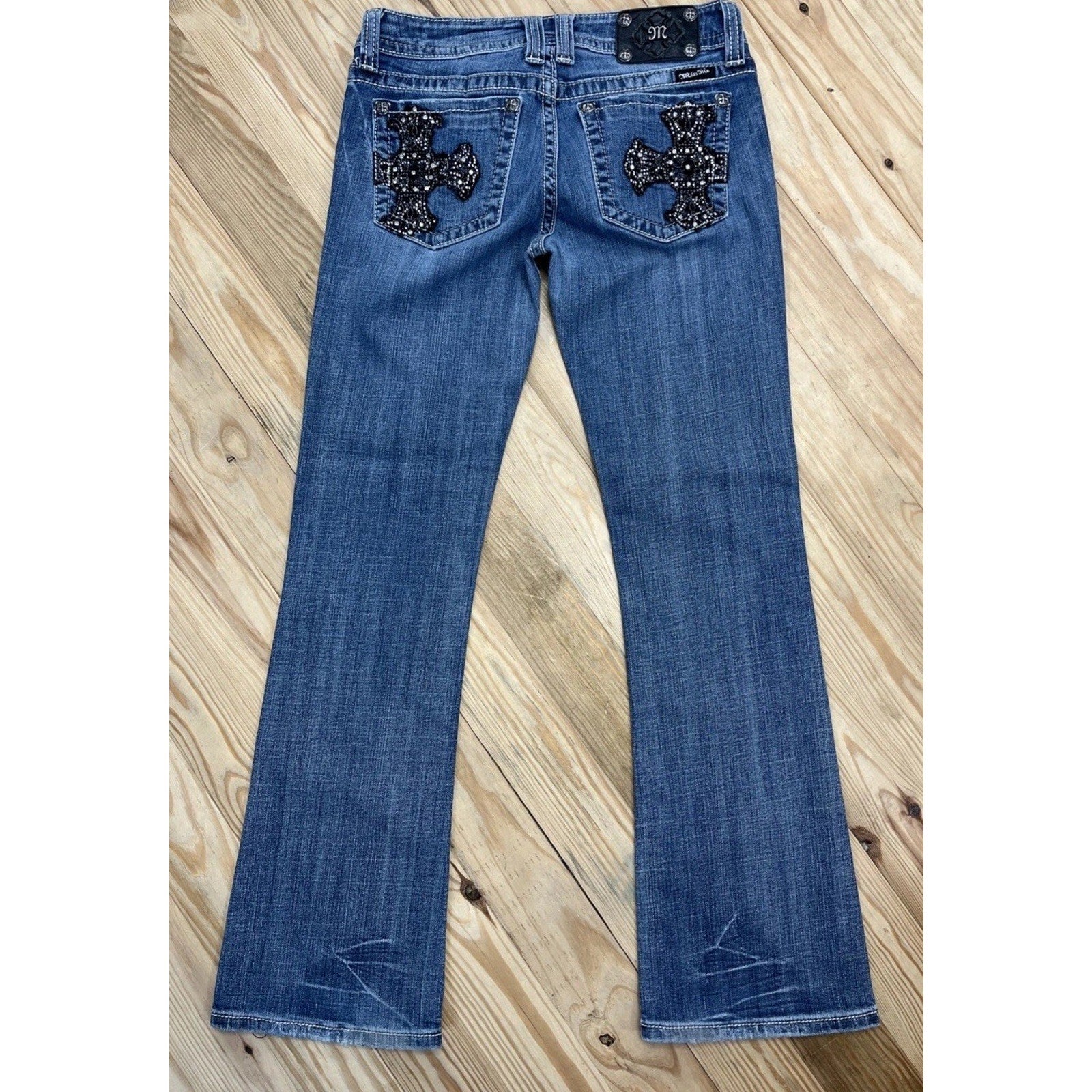 Women’s Miss Me Jeans Boot Cross Embellished Pockets Sz 29