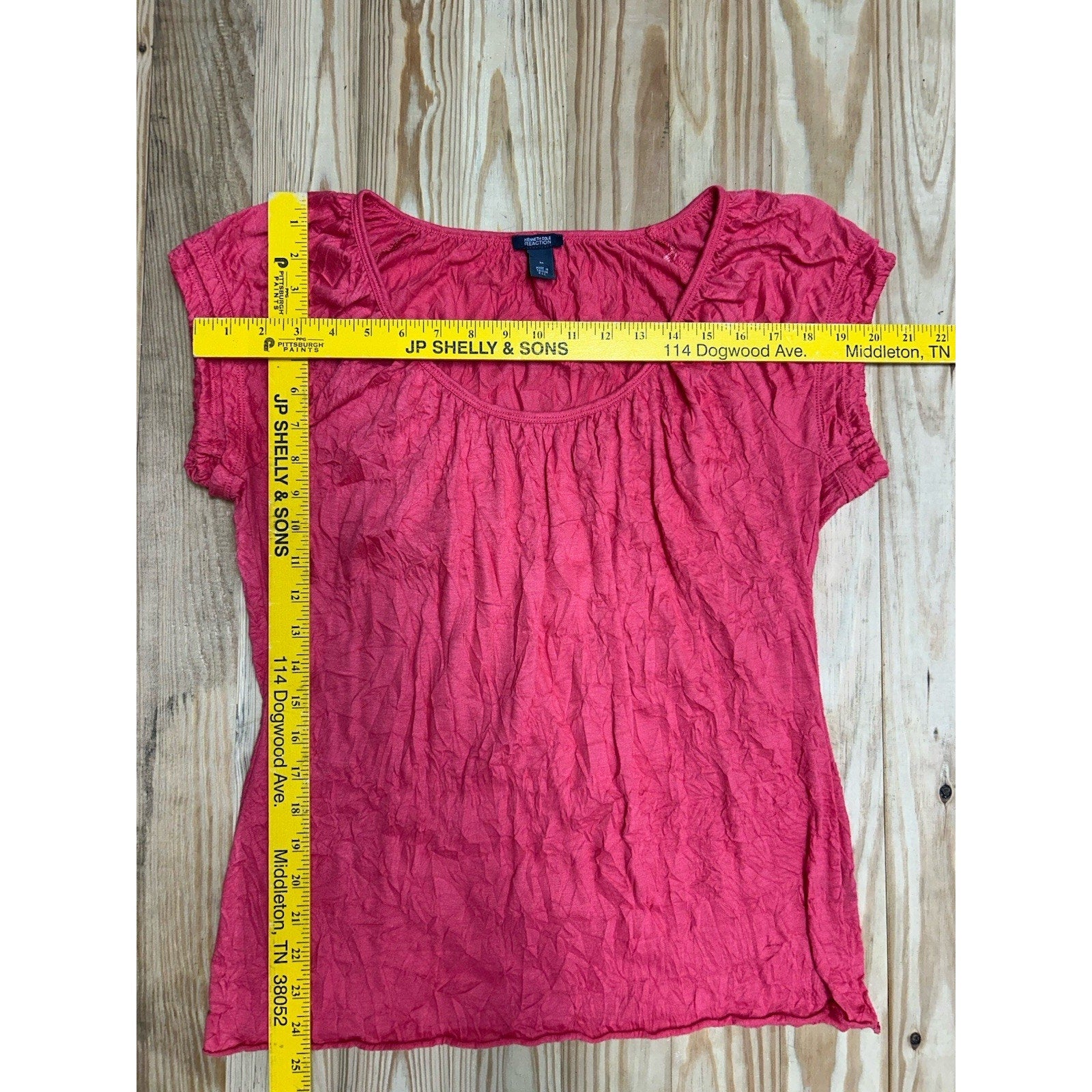 Kenneth Cole Reaction Women's Blouse M Short Elastic Sleeve