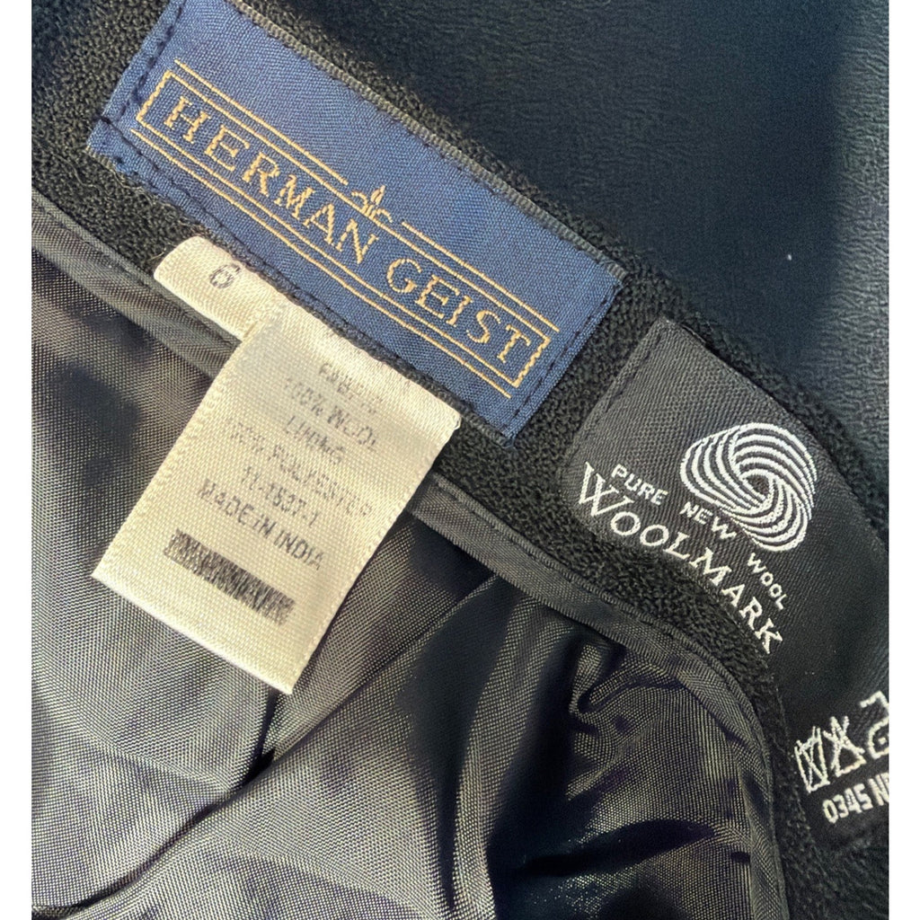 Vtg Herman Geist Woman's Sz 6 Pants 100% Wool Flat Front Lined Zip Pockets 27x30