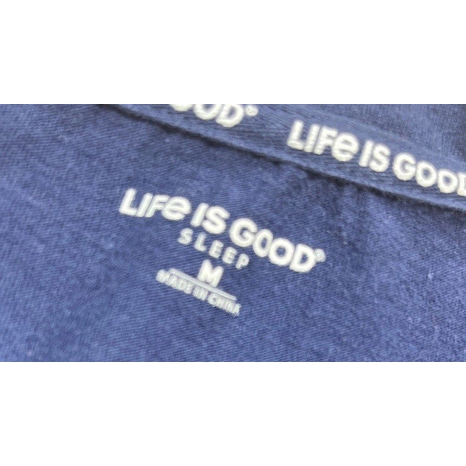 Life is Good Sleep Shirt Women's Navy Blue Long Sleeve V-Neck Floral Size M