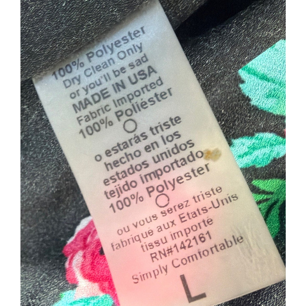 Lularoe Monroe Large NWT Kimono Open Cardigan Black Floral Fringe Hem Detail