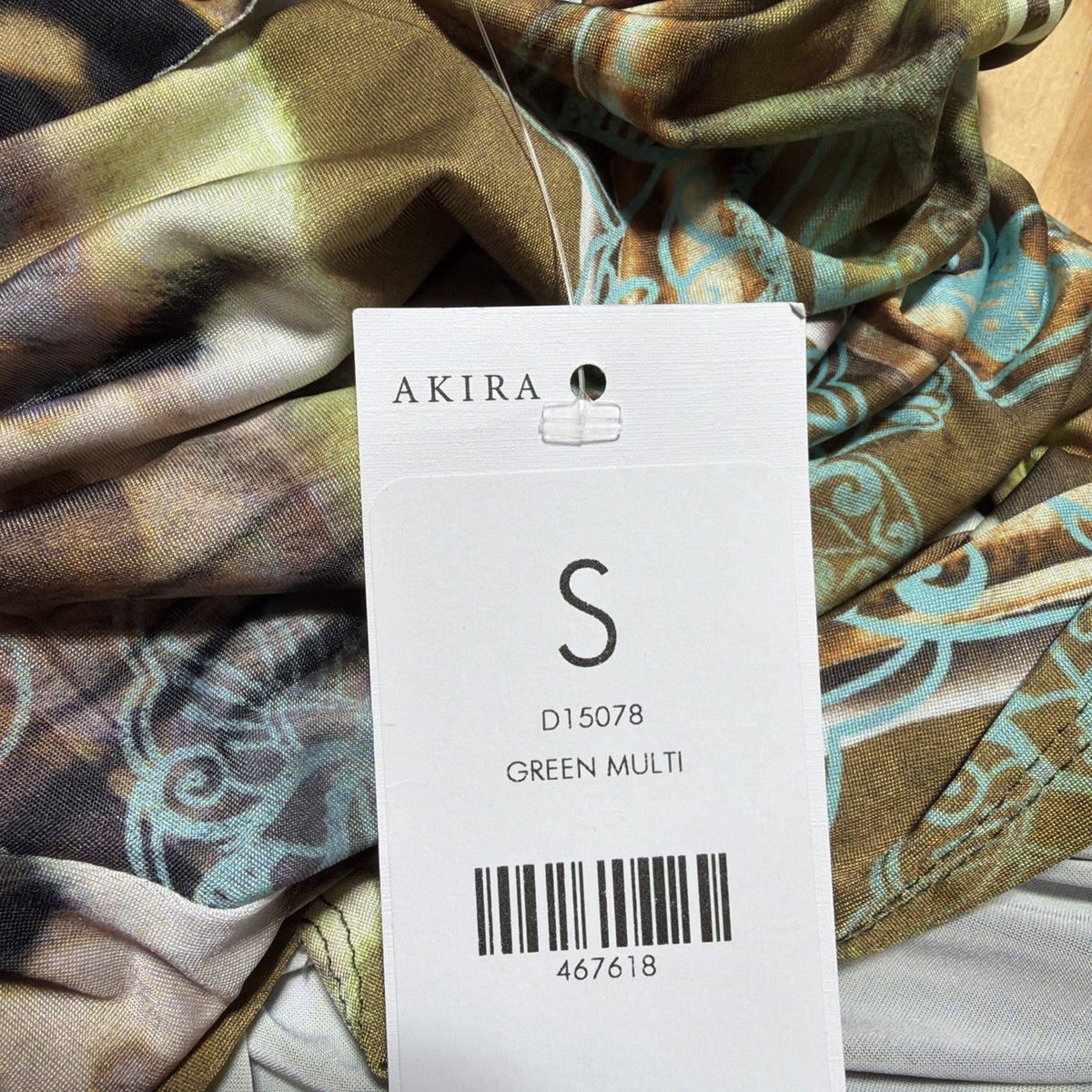 Akira Women's S Animal Print Halter V-Neck Side Slit Bodycon Dress NWT Stretch