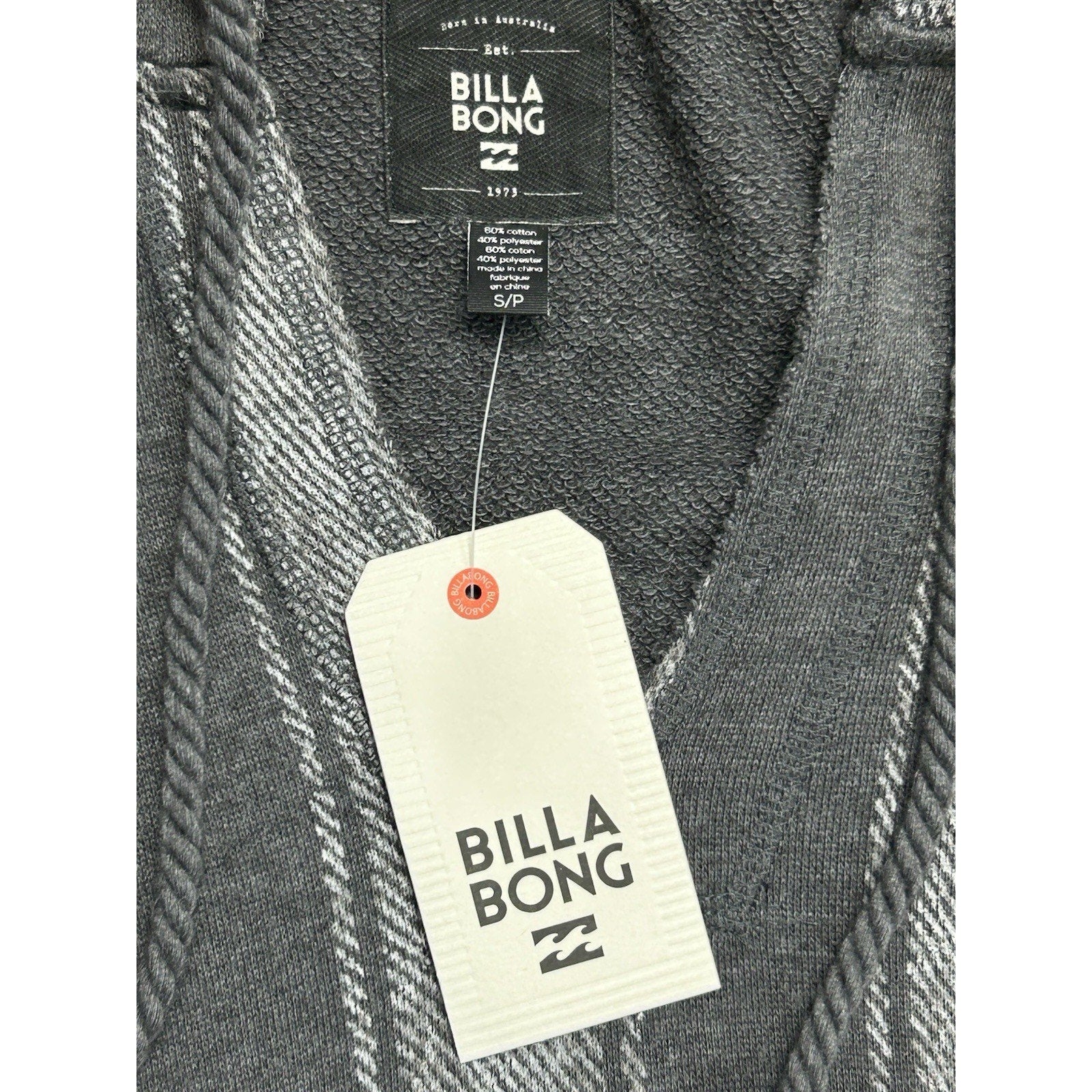 Billabong Hoodie Terry Pullover Grey Beach Stripe SP NWT