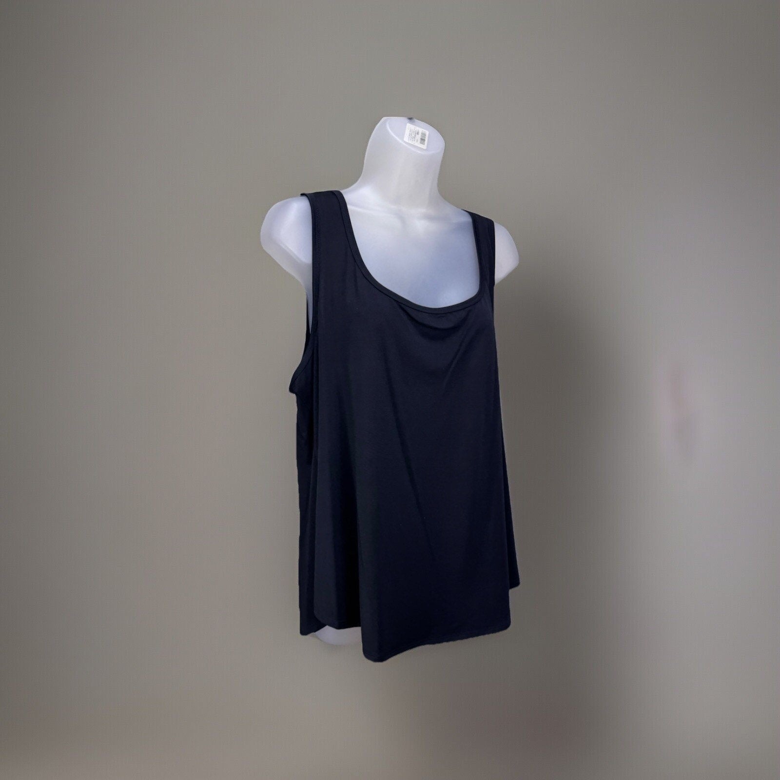 Aqua Blues Black Stretch Scoop Neck Sleeveless Open Back Tank Top Plus Size 2XL