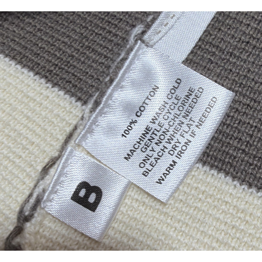 LOFT Ann Taylor Striped Knit Blazer Womens Medium Brown Cream Cotton Jacket