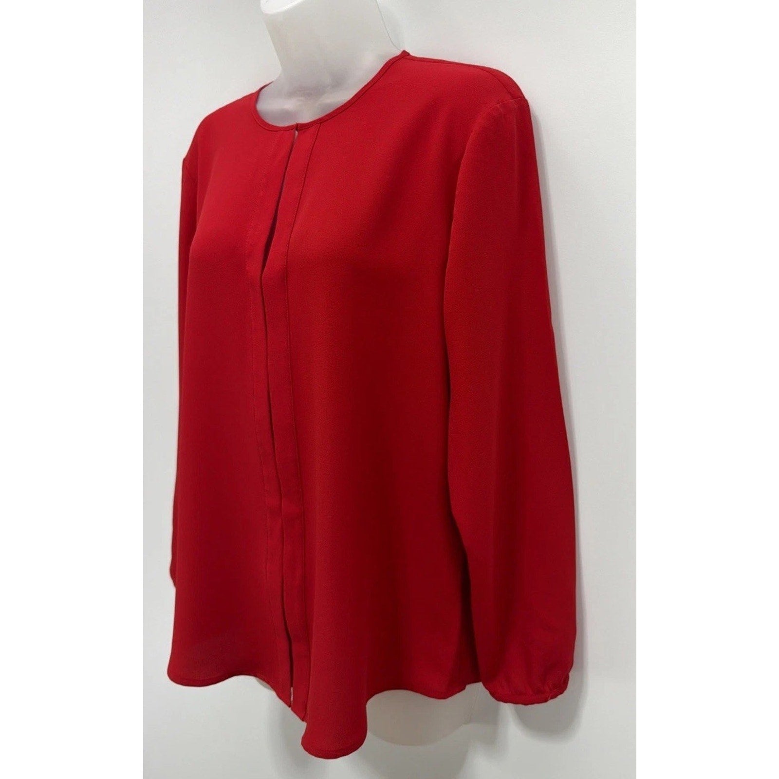 LAUREN RALPH LAUREN red polyester blouse long sleeve size L