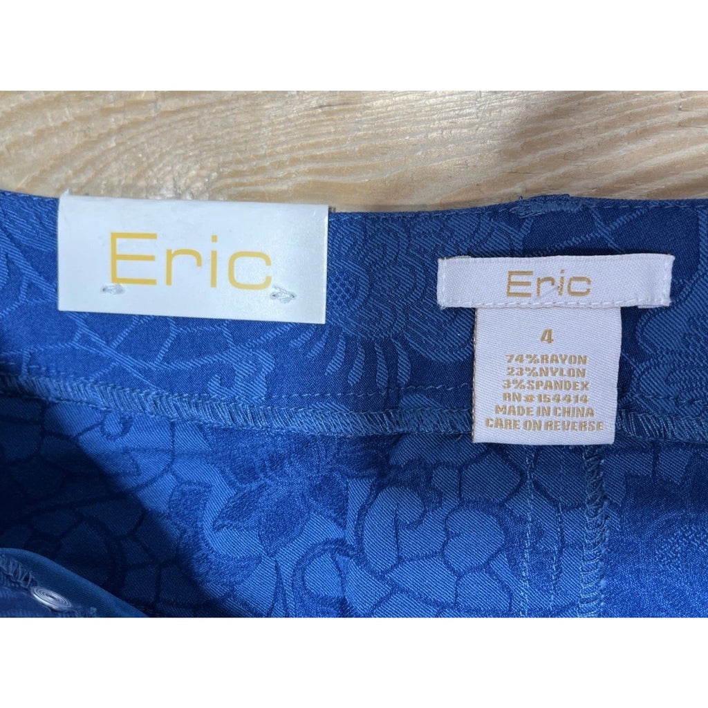 Eric Jenny Jeans Blue Floral Size 4 Tummy Control Mid Rise 5 Pocket NWT!