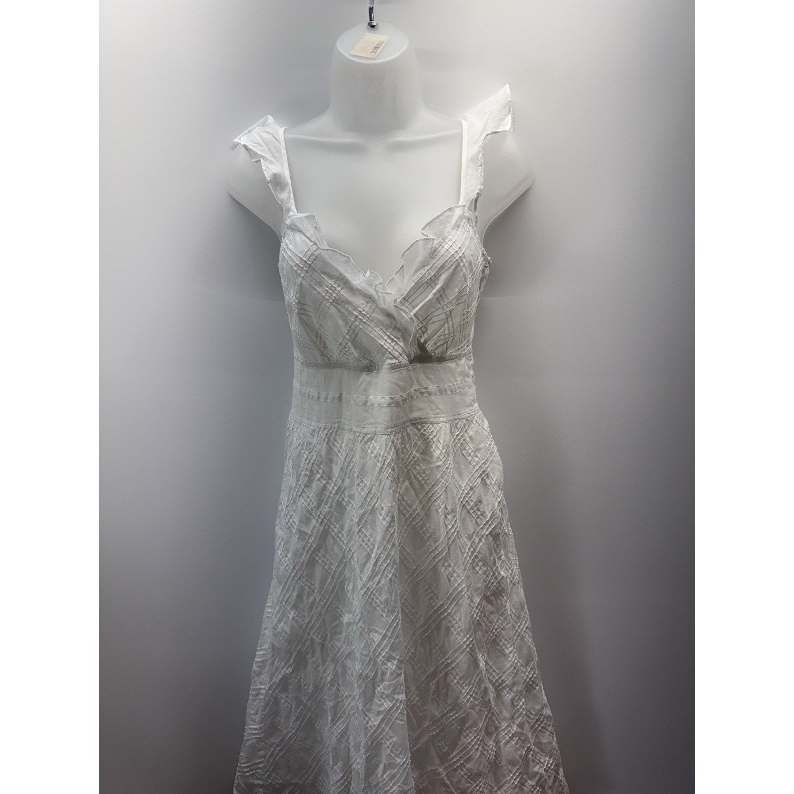 Calvin Klein White Summer Halter Dress Cross Ribbed Design Womens Size 2