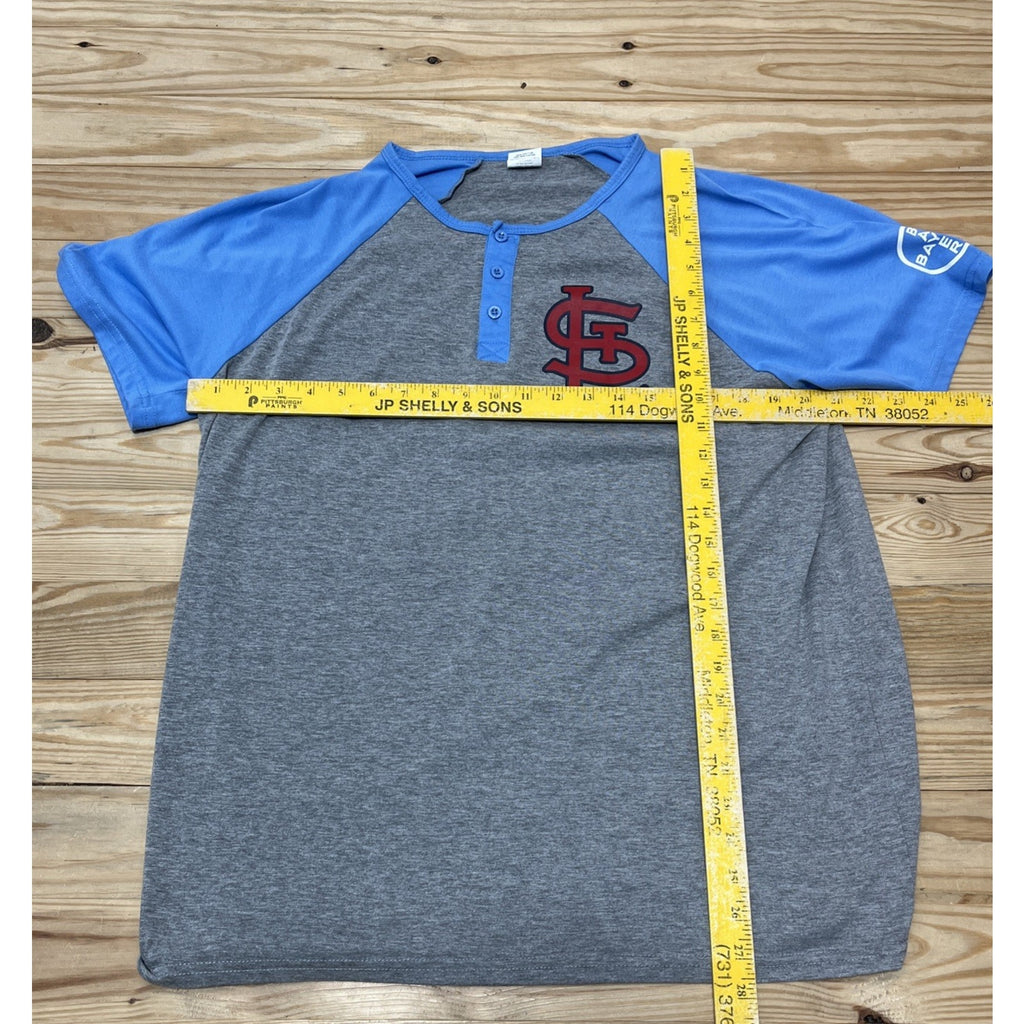 ST LOUIS CARDINALS LIGHT BLUE MYSTERY HENLEY T-SHIRT ADULT XL STADIUM GIVEAWAY
