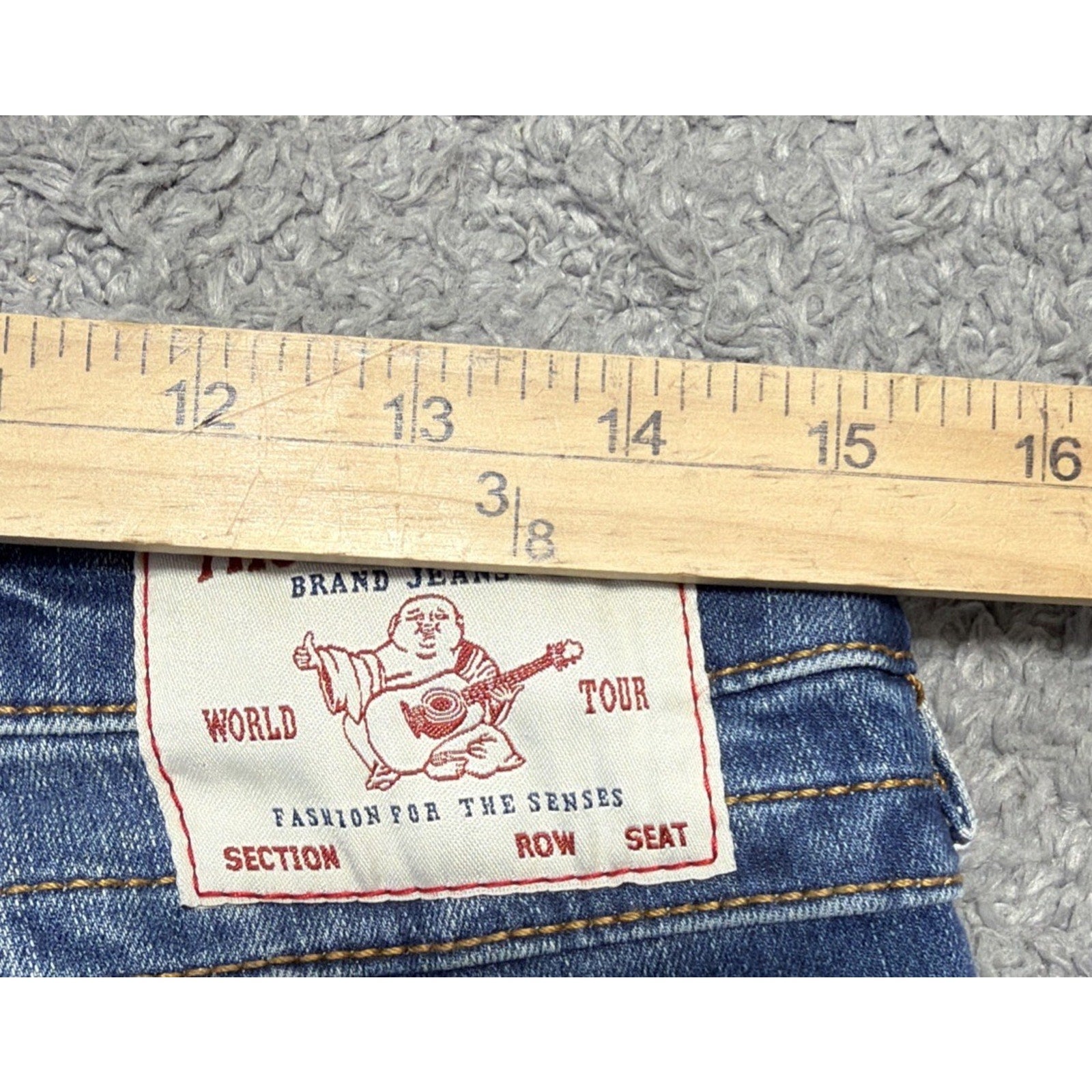 True Religion Jennie Curvy Mid Rise Super Skinny Flap Blue Jeans Crinkle Size 29