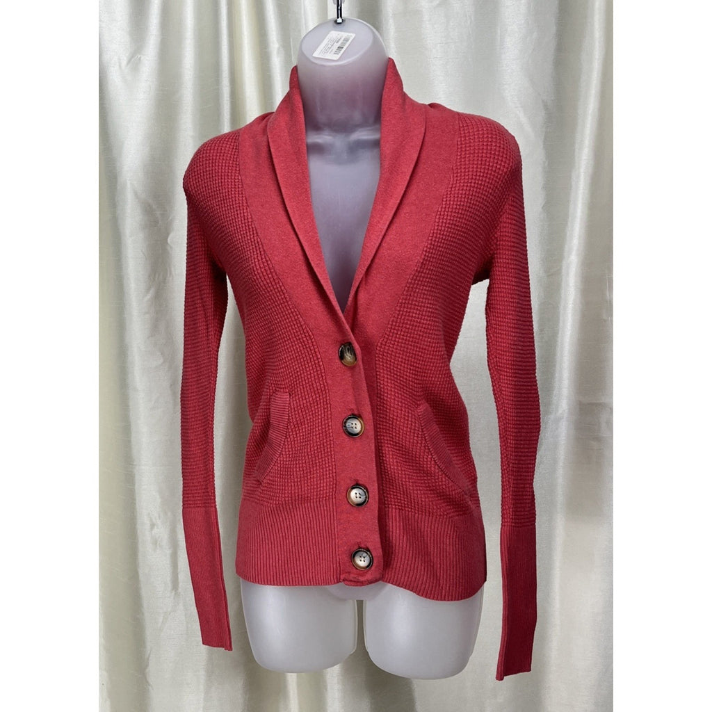 American Eagle Cardigan Women's M Button Up Pockets Shawl Neck Coral Pink