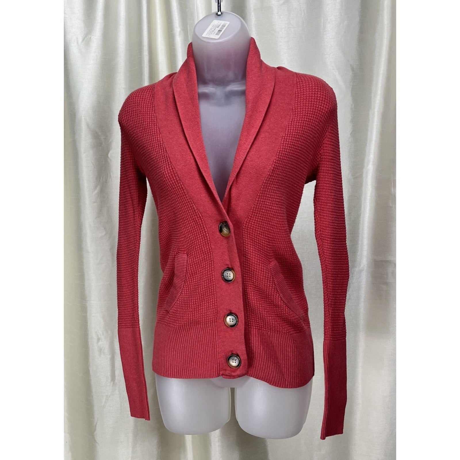 American Eagle Cardigan Women's M Button Up Pockets Shawl Neck Coral Pink