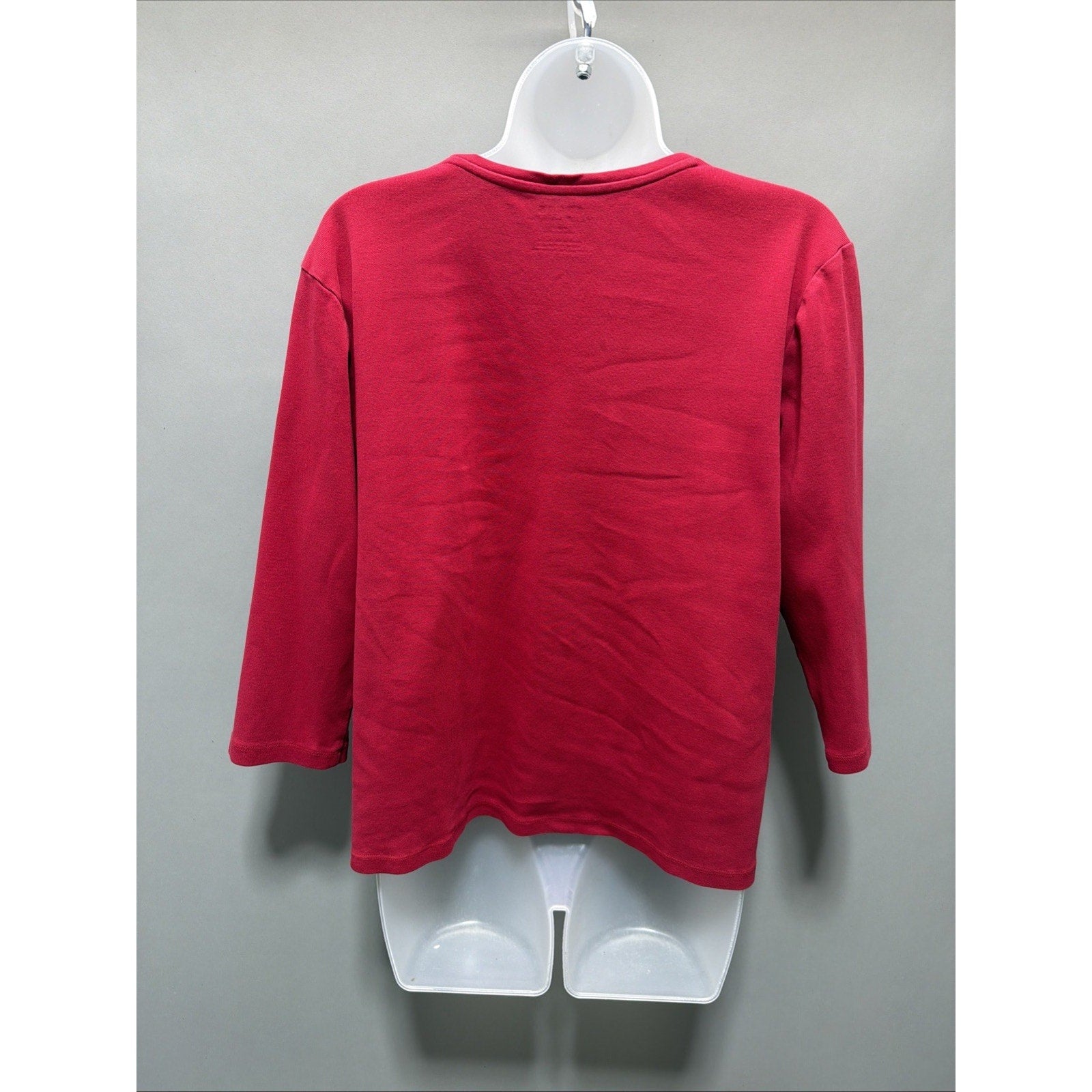 Chico's Women The Ultimate Tee Size L Red Pima cotton 3/4 Sleeve Shirt