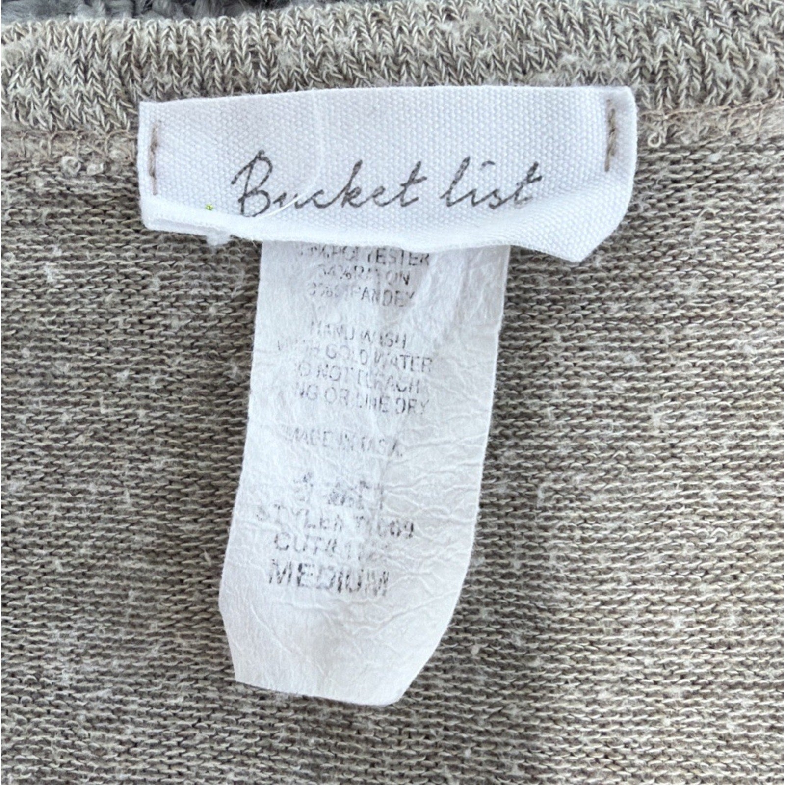 Vtg Bucket List Sweater Women's M Terry Cloth Pullover Top Long Sleeve Lagenlook