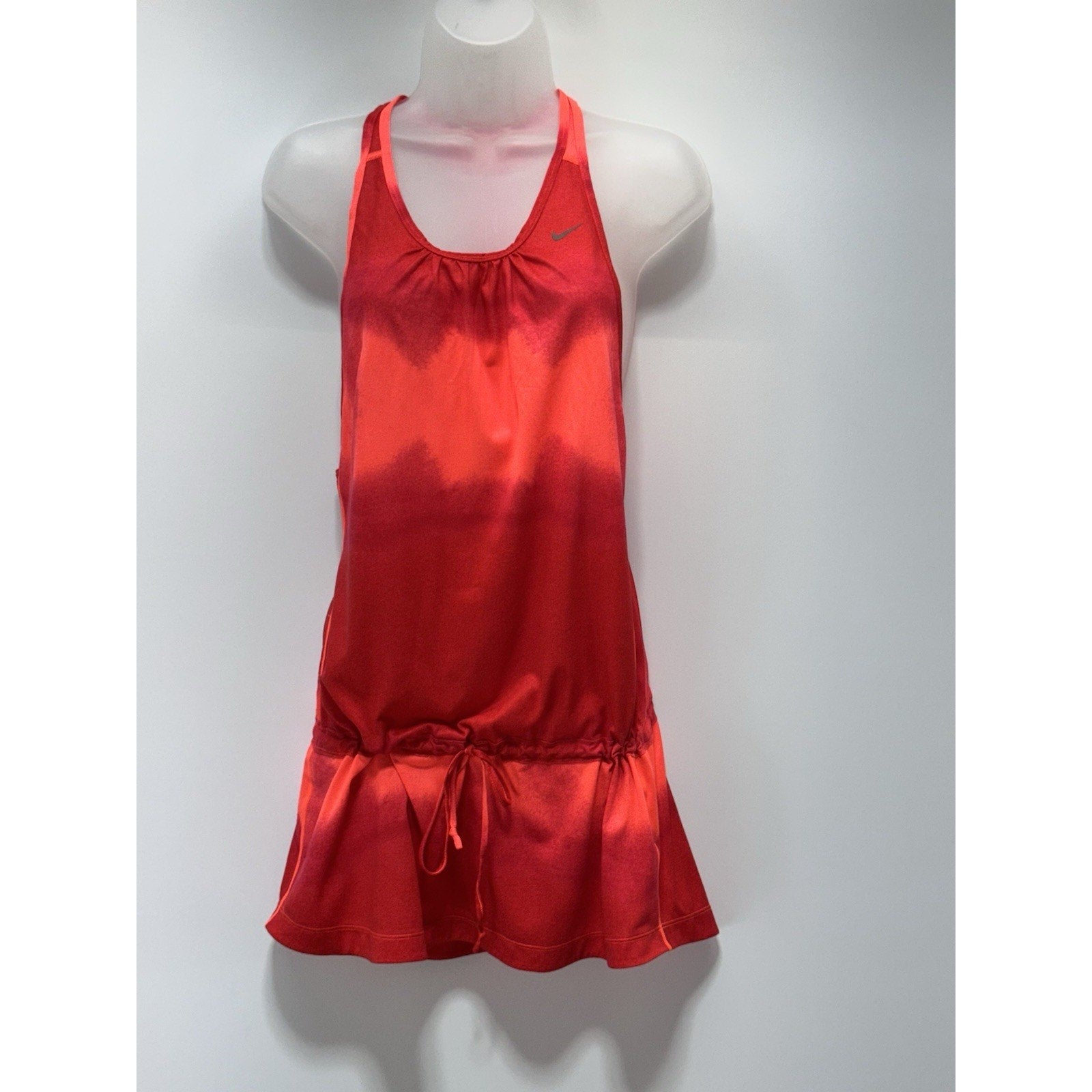 Nike Dri Fit Pink/Red Swim Cover Racer Back Tie Waist Zip Pocket Women’s Size S