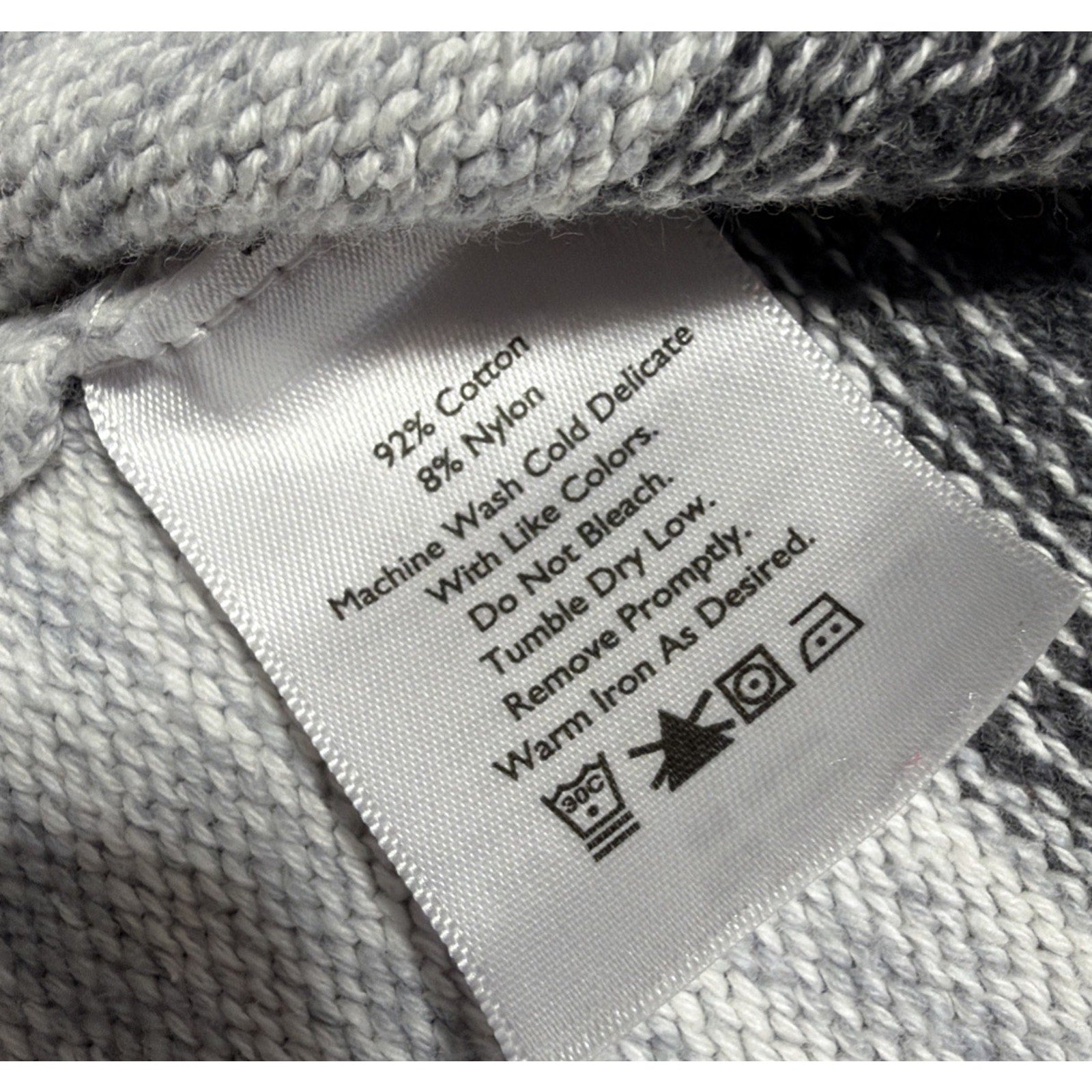 Eddie Bauer Womens M Gray Stripe Cotton Nylon Notch Neck Lightweight Sweater