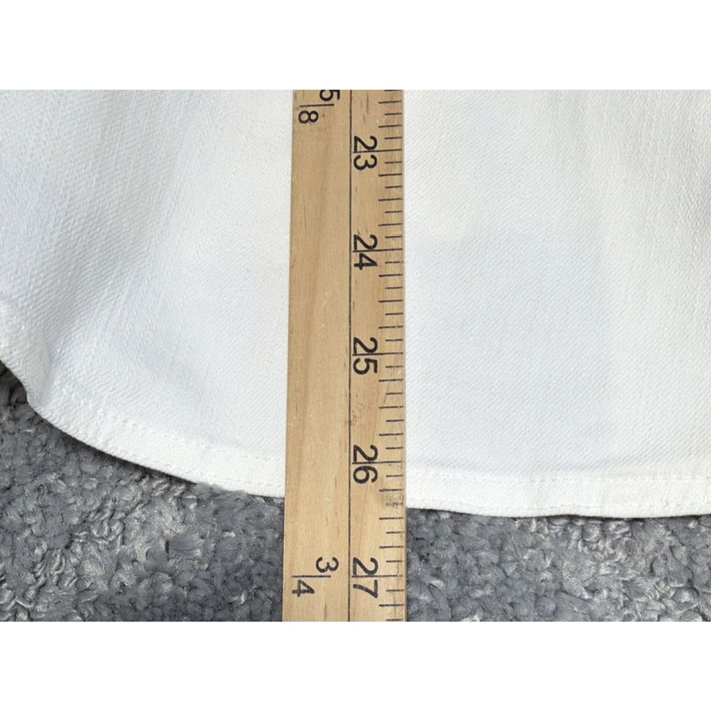 Chico's Jean Jacket Sz 2 L White Denim Peplum Cropped Convertible Open Front