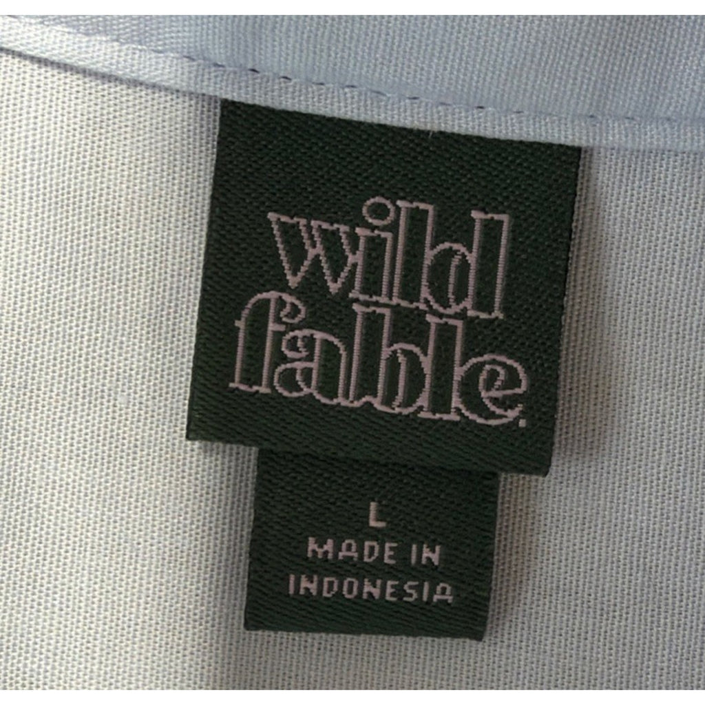 Wild Fable Women’s Blouse Long Sleeved Butt Down Bows Cropped Blue NWT Size L