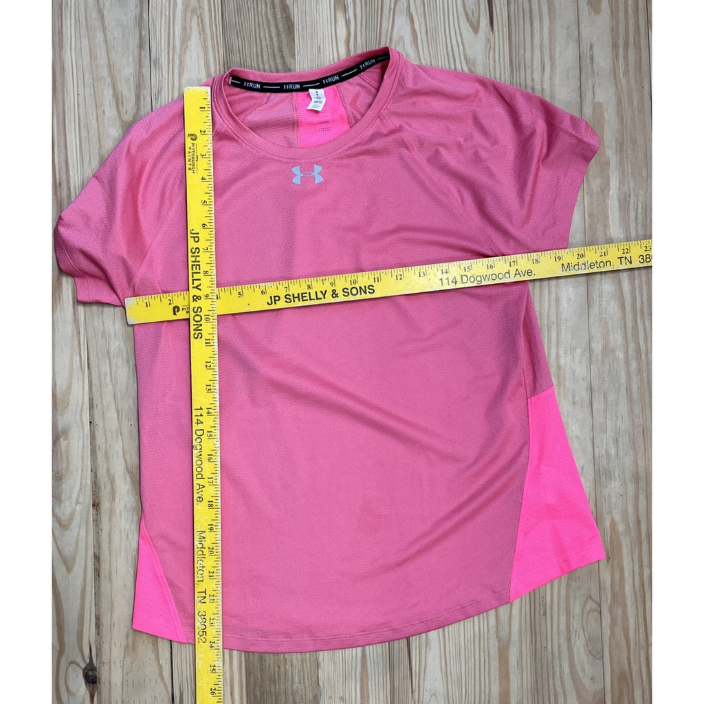 Under Armour UA Heat Gear Iso-Chill Run 200 Short Sleeve Pink Size L