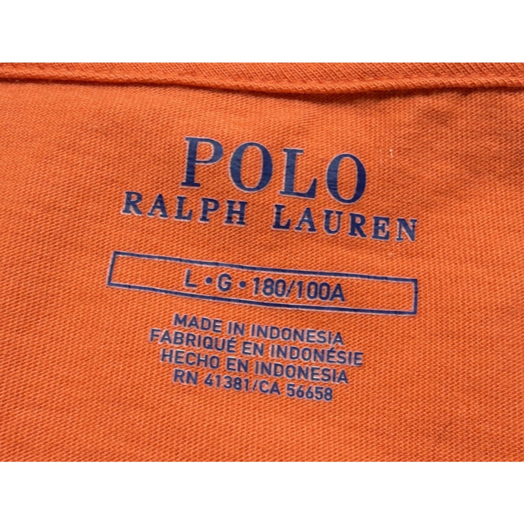 Polo Ralph Lauren Men T-Shirt Orange Crew Neck Tee Shirt Blue Pony Large