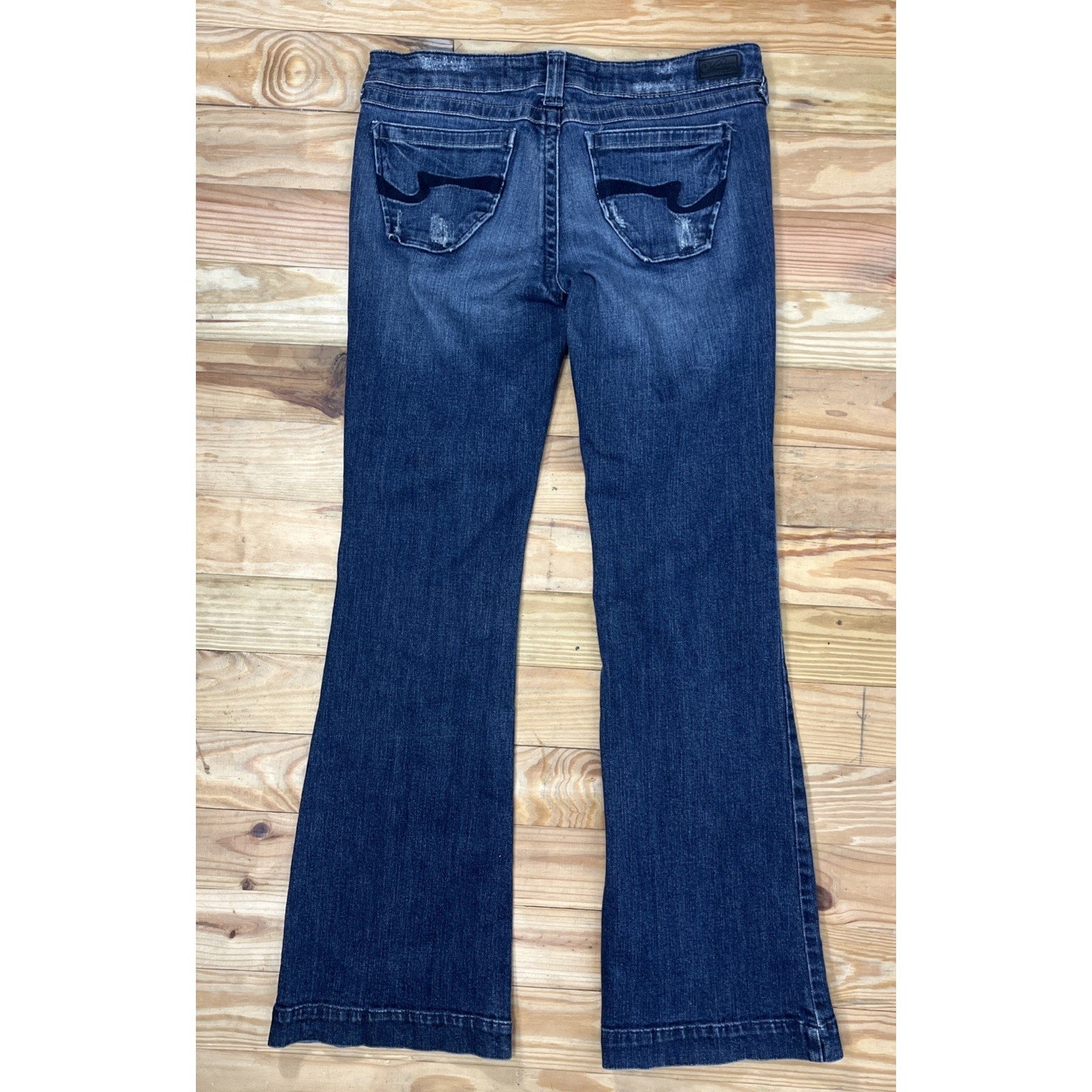 Women Size 9R Refuge Low Rise Blue Flare Denim Jeans Stretch