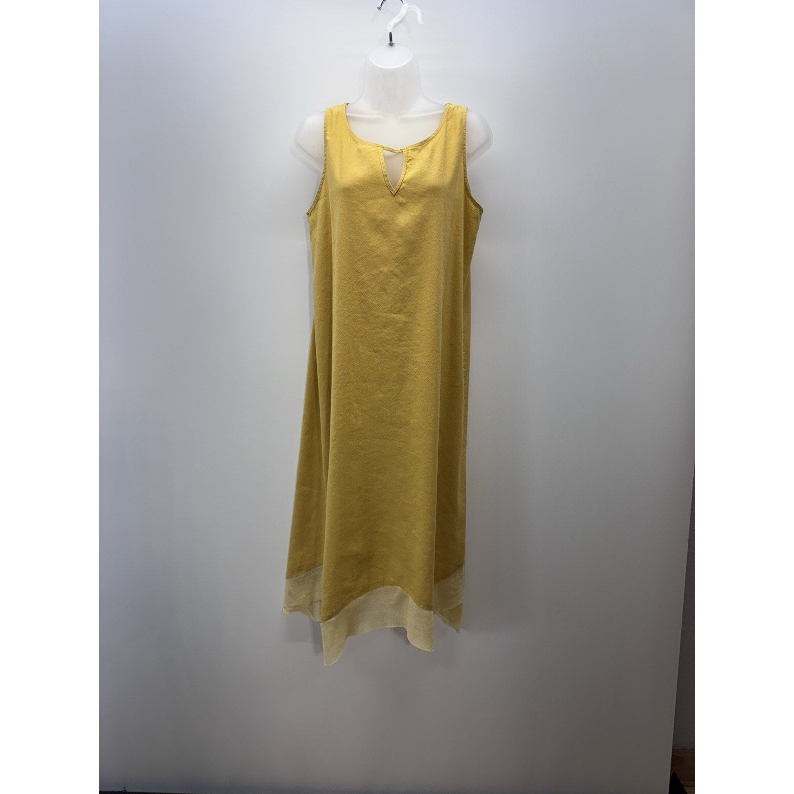 For Cynthia (Rowley) Linen Blend Mustard Women's Asymmetrical Dress Size Medium