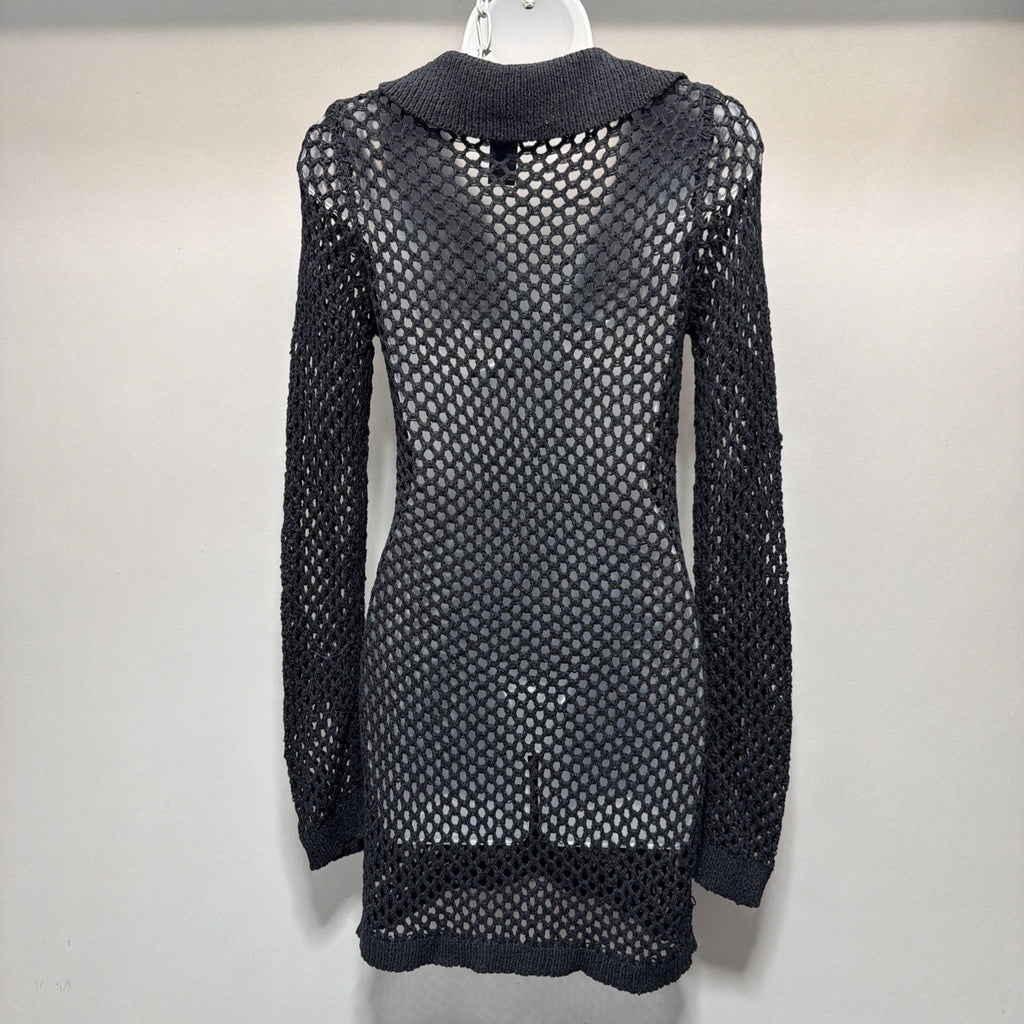Windsor Stroll On The Beach Crotchet Cover Up Mini Dress Black Size Small NWT