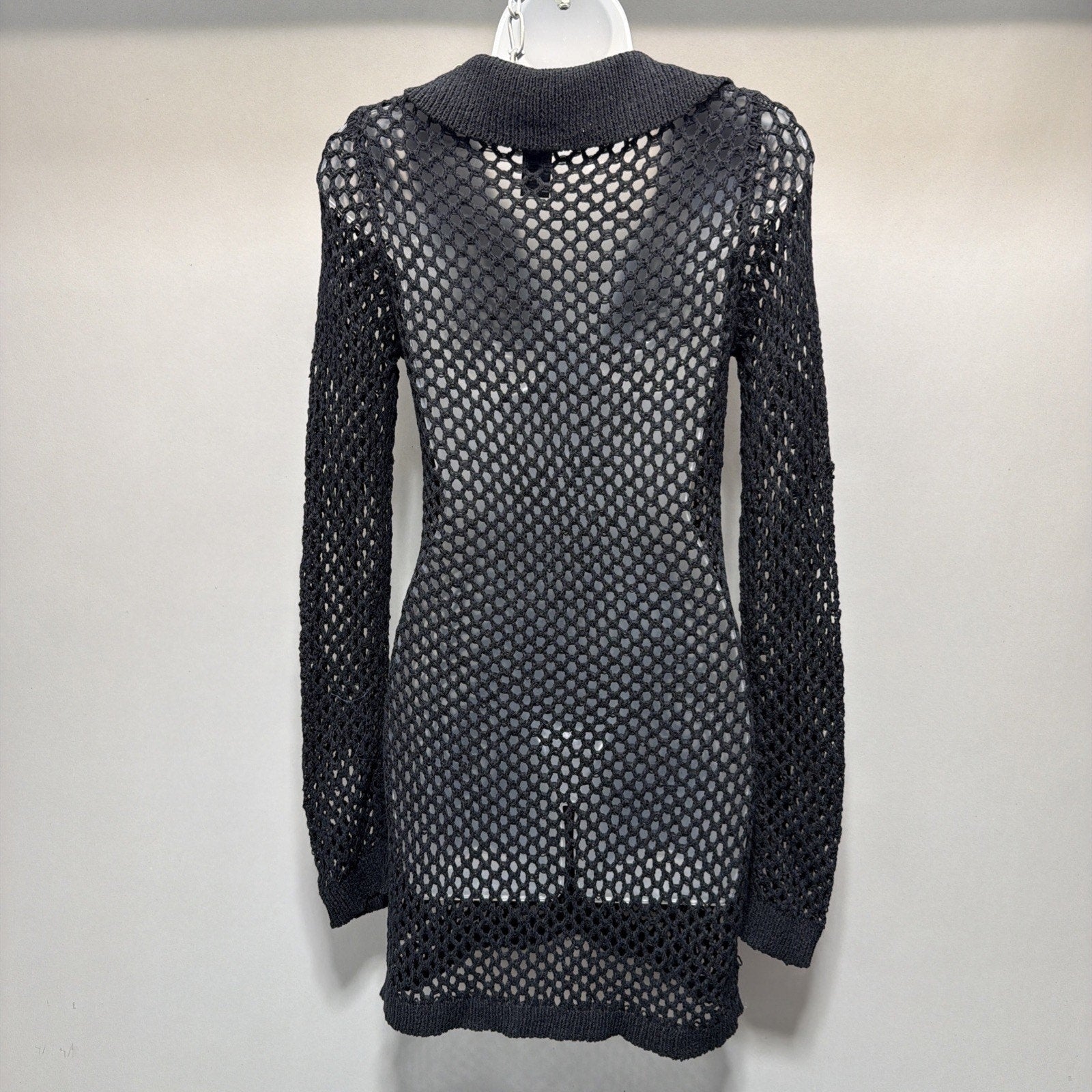 Windsor Stroll On The Beach Crotchet Cover Up Mini Dress Black Size Small NWT
