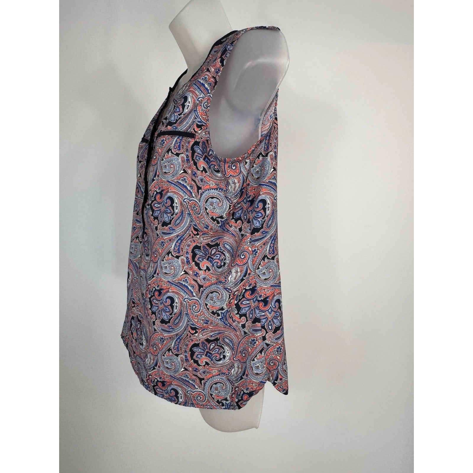Ann Taylor Paisley Blouse Blue And Orange Women’s Medium Petite