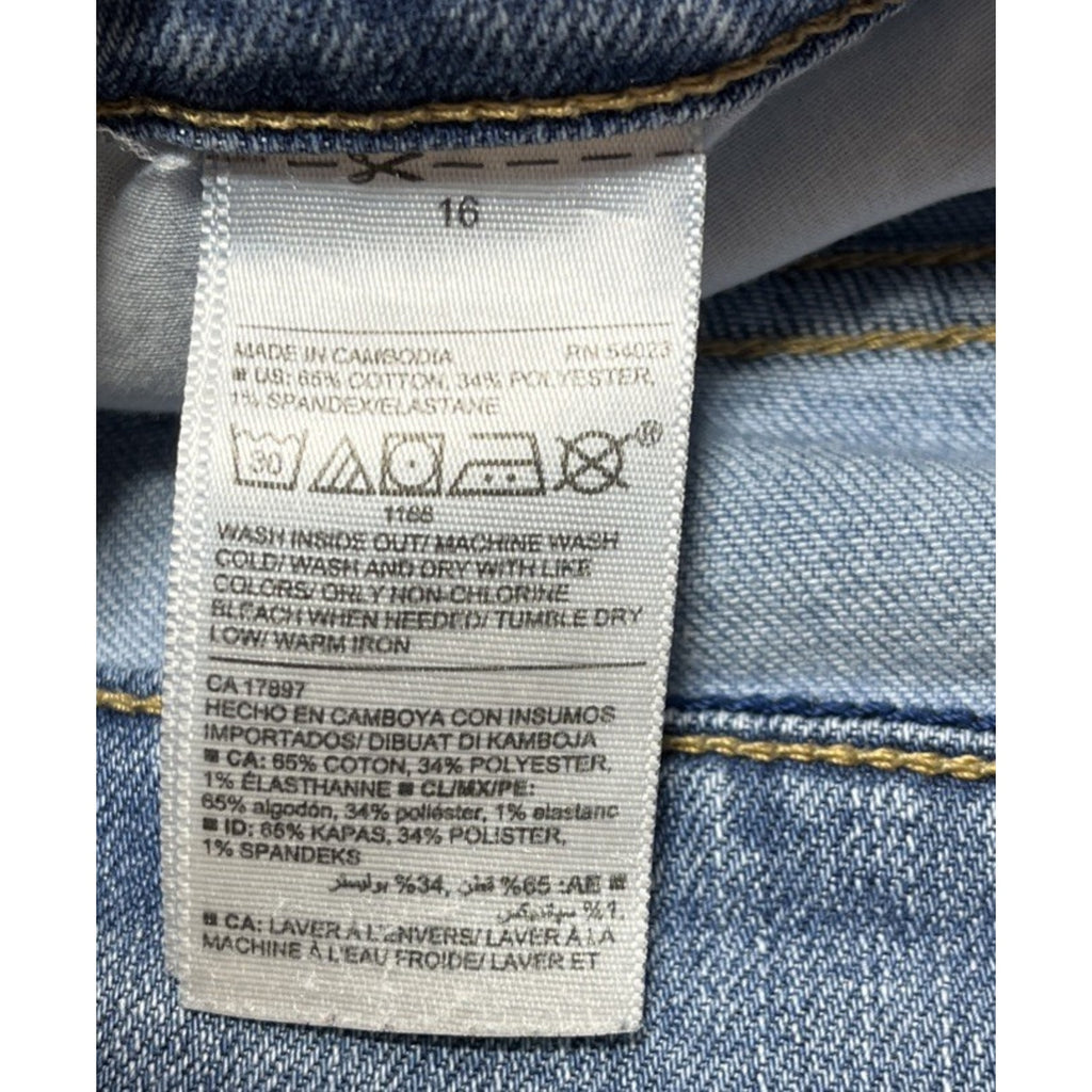 Old Navy Womens 16 Denim Jeans Blue Perfect Straight Slim Medium Wash High Rise